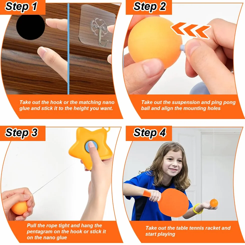 ADERTOS Juego de Entrenamiento de Tenis de Mesa para Colgar, Entrenador de Tenis de Mesa de Interior para Niños Adultos