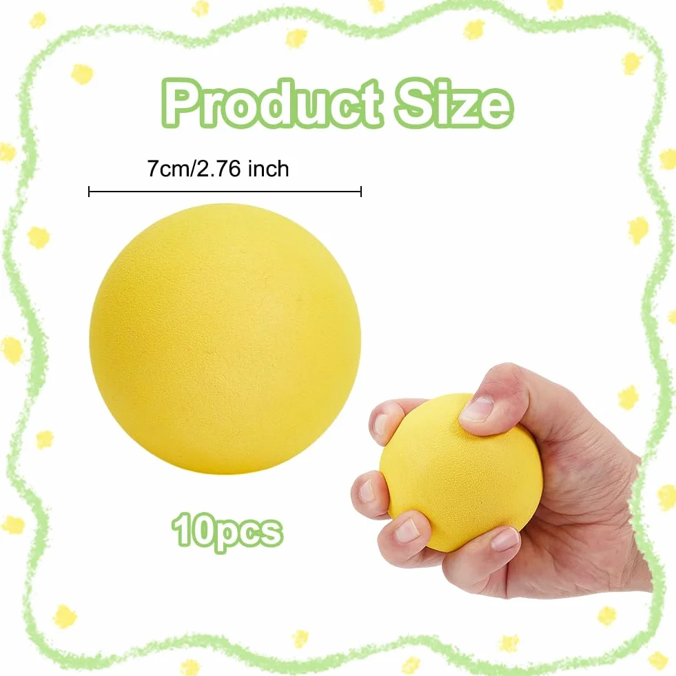 OLYCRAFT 10 pelotas de tenis de espuma 7 cm amarillo suave ligera alta densidad para mascotas
