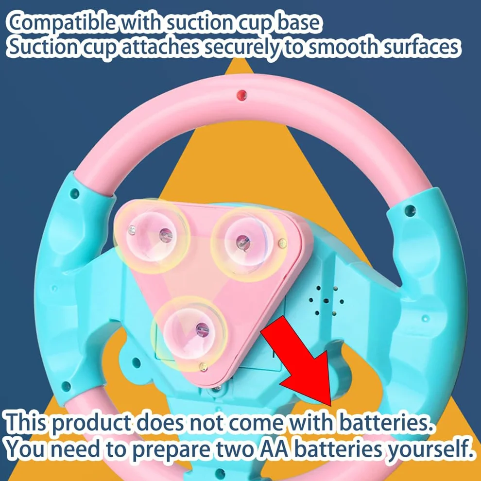 360° Rotating Musical Steering Wheel - Portable Car Back Seat Driving Simulation Toy, Fun Tunes & Realistic Driving Sounds, Travel Activity for On-Road Entertainment During Trips (Yellow)