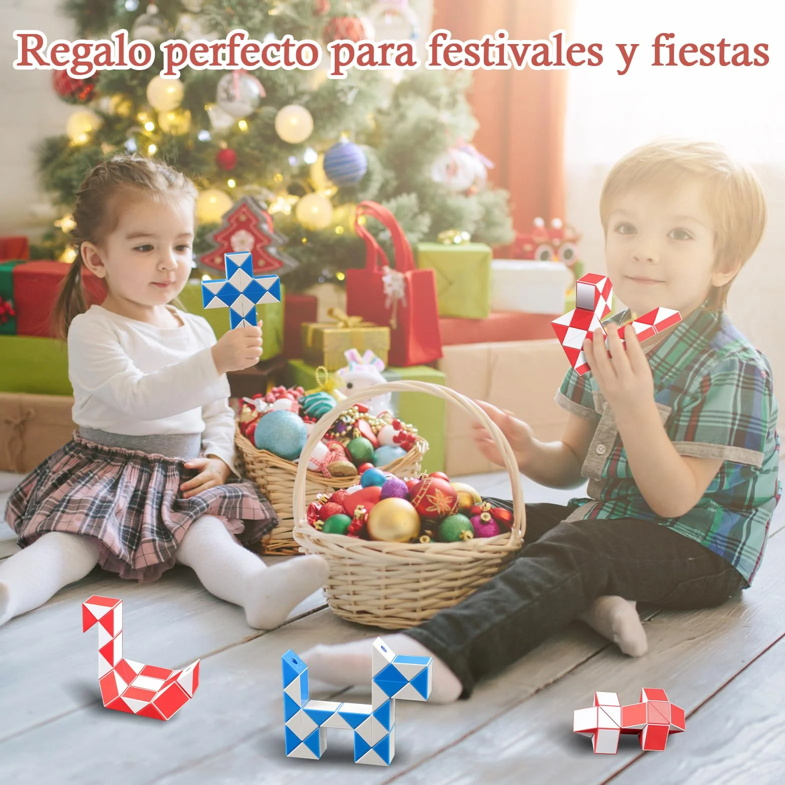 Cubo Mágico Serpiente 2 Paquetes 24 Piezas Rompecabezas Twist Fidget Juguetes Educativos