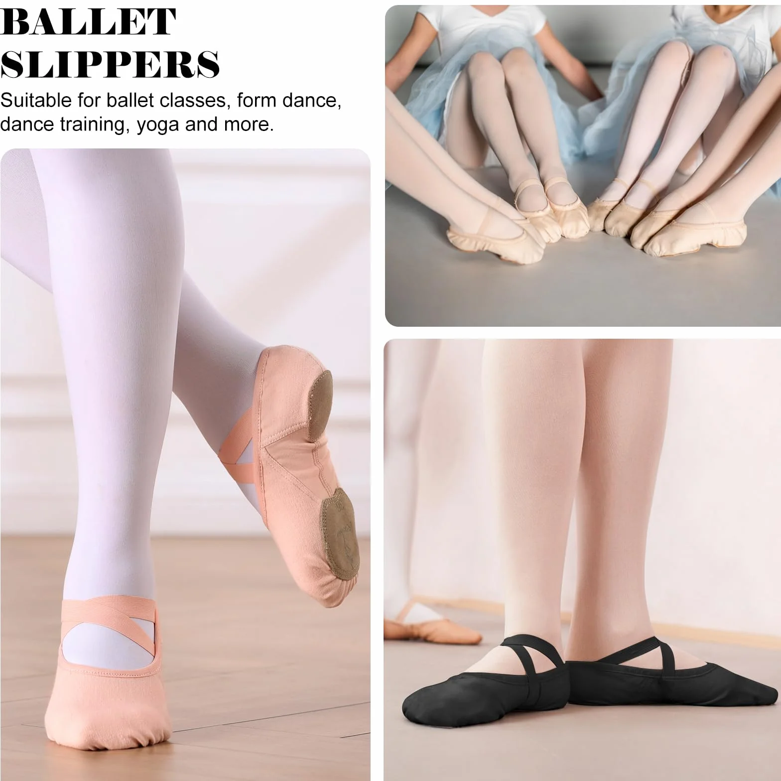 Bezioner Zapatillas Ballet Niña Elásticos Suela Partida Zapatos Baile Mujer