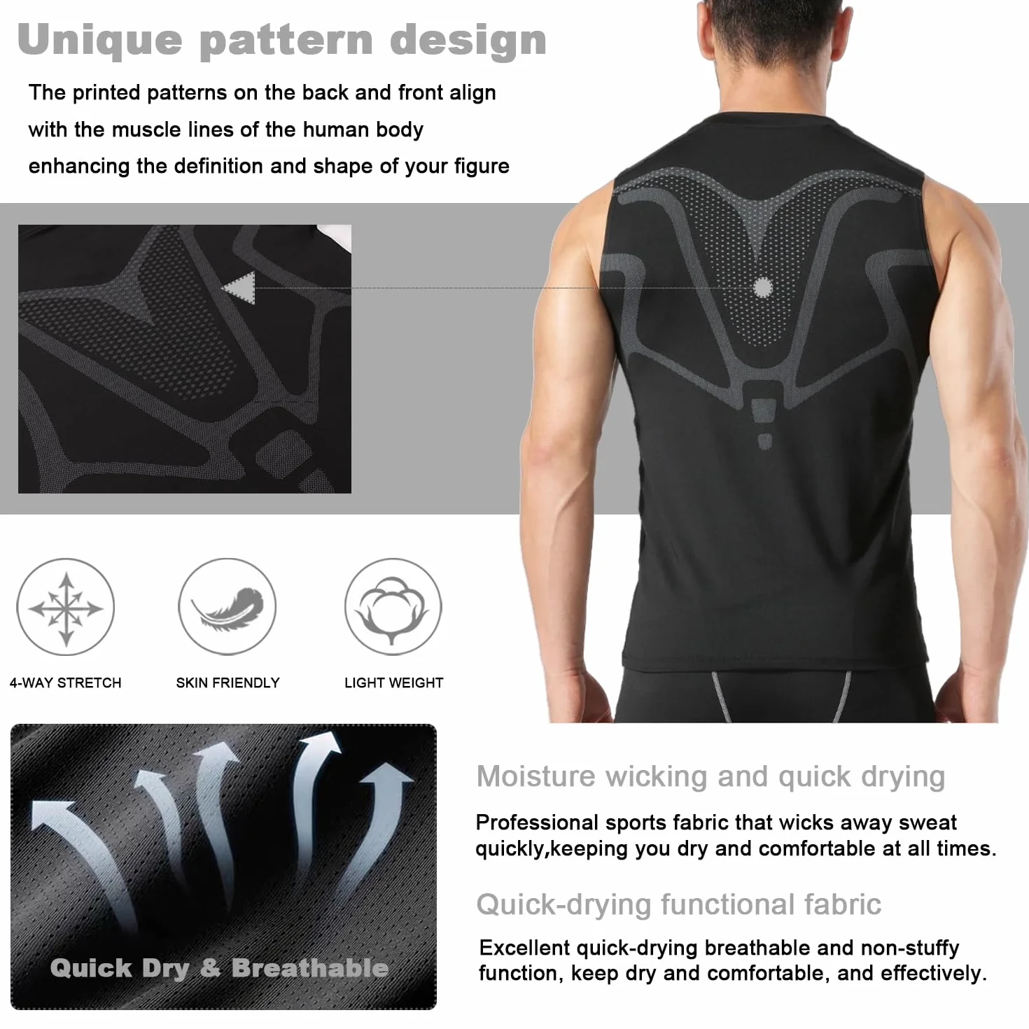 Camiseta de compresión sin mangas para hombre transpirable secado rápido tops de jogging fitness