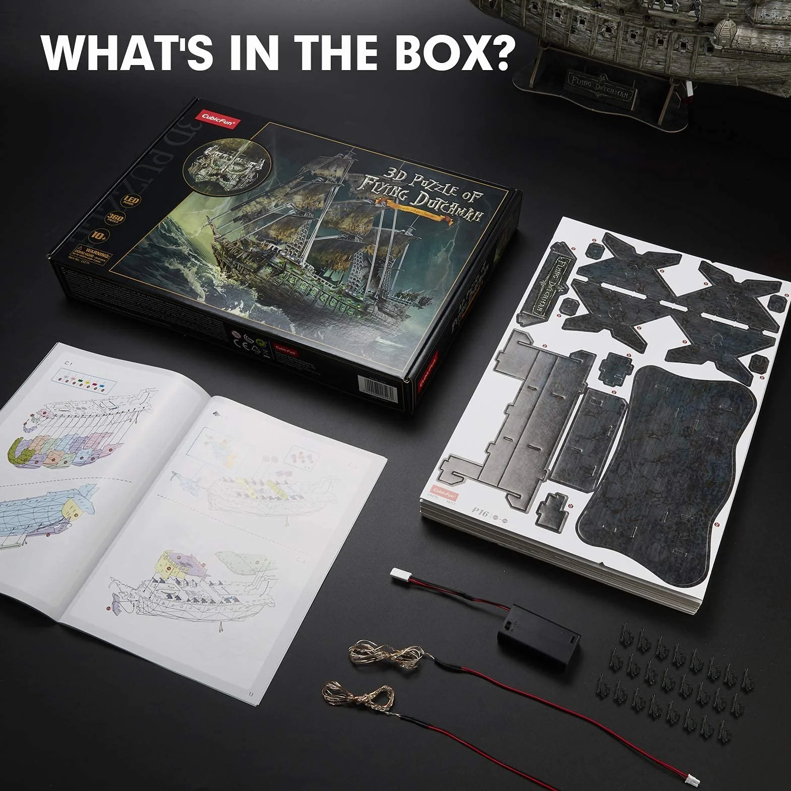 CubicFun Puzzle 3D LED Holandés Errante Barco Pirata Maquetas para Construir 360 Piezas Adultos Niños 14+