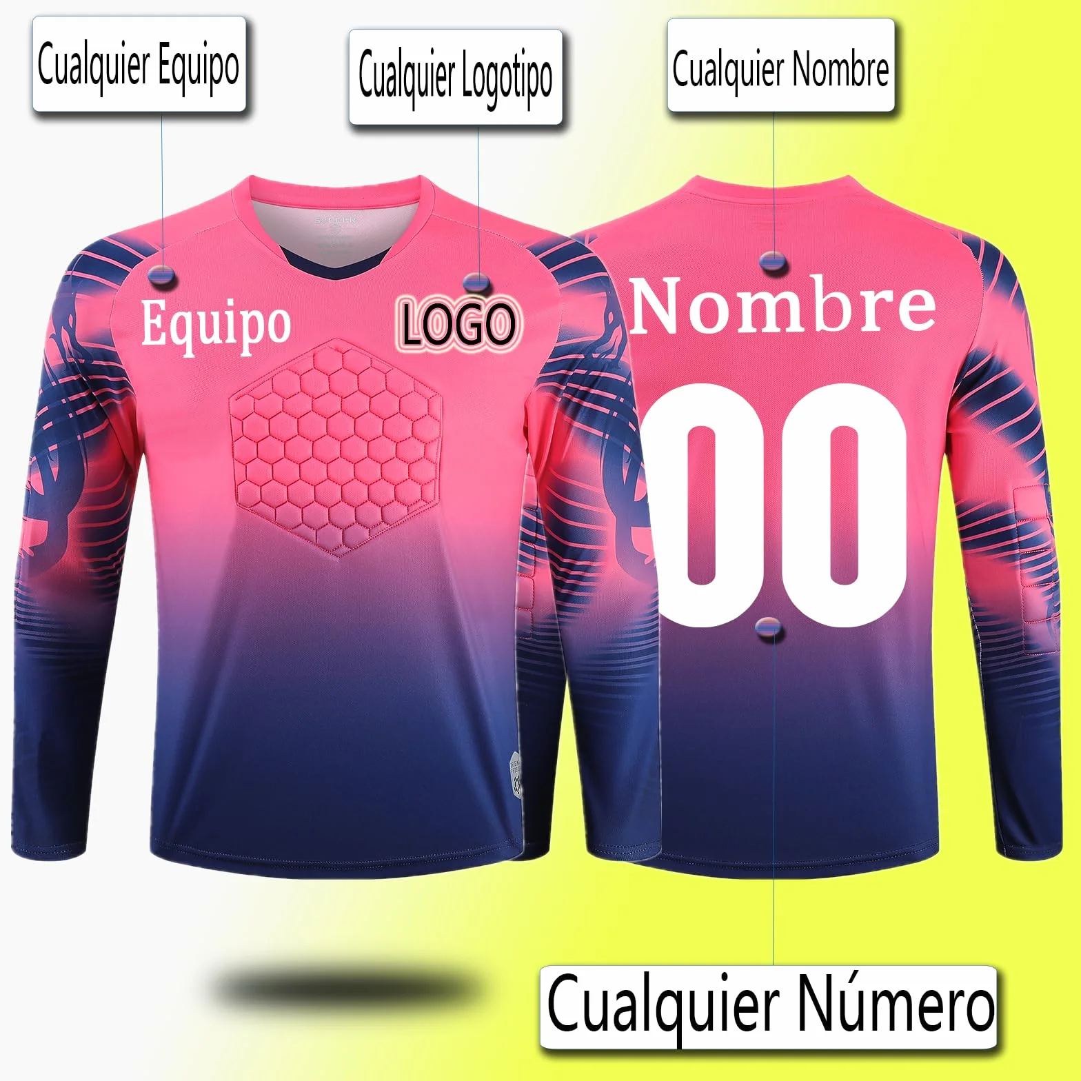 OPUTWDF Camiseta Portero Futbol con Protecciones en los Codos Transpirable