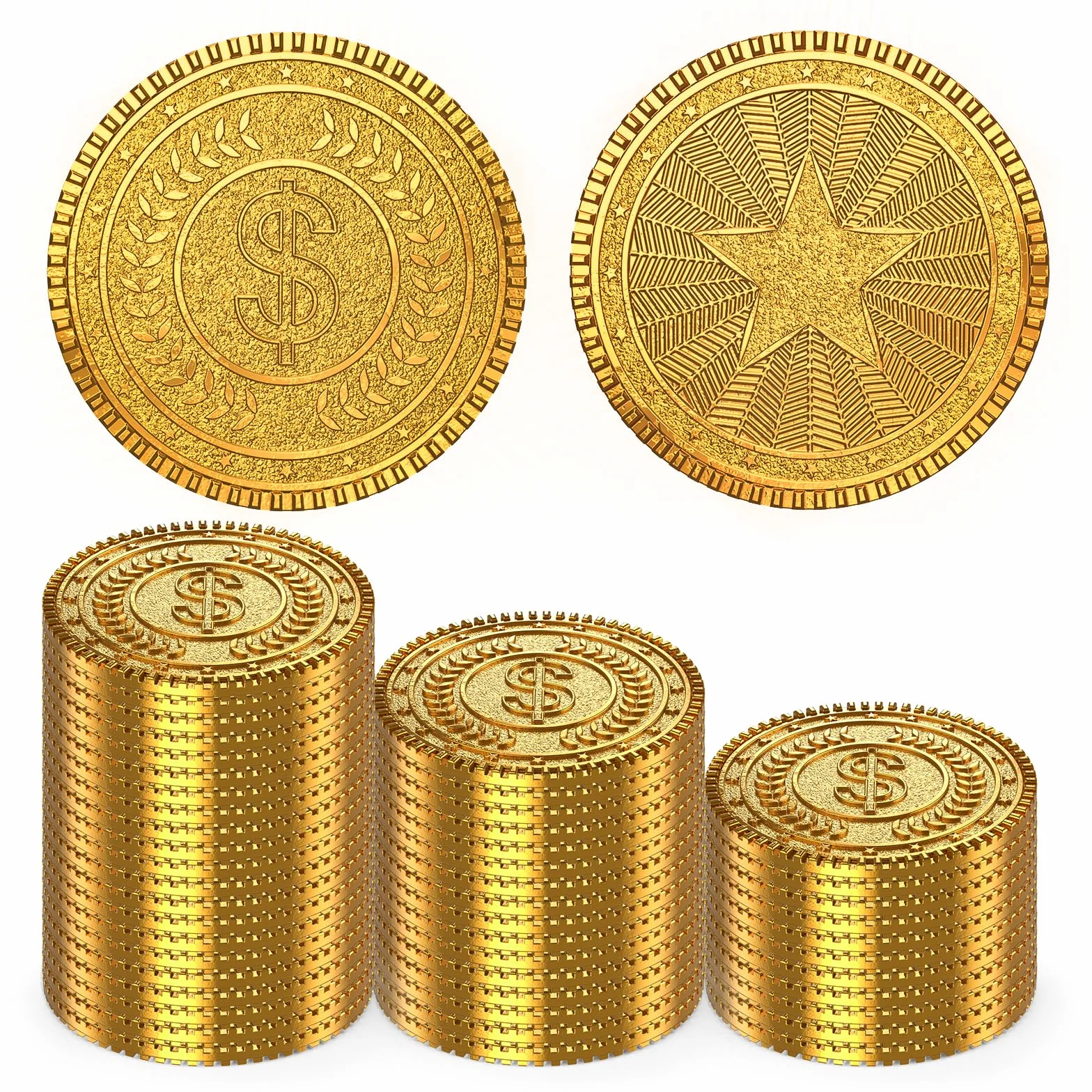 Byhoo 50 Monedas de Oro de Metal, DND, Monedas Piratas, Herramienta de Alivio del estrés, con Bolsa de cordón de Terciopelo para Juegos de Mesa, Juegos de rol, Caza de Tesoros, Piratas, Aventuras
