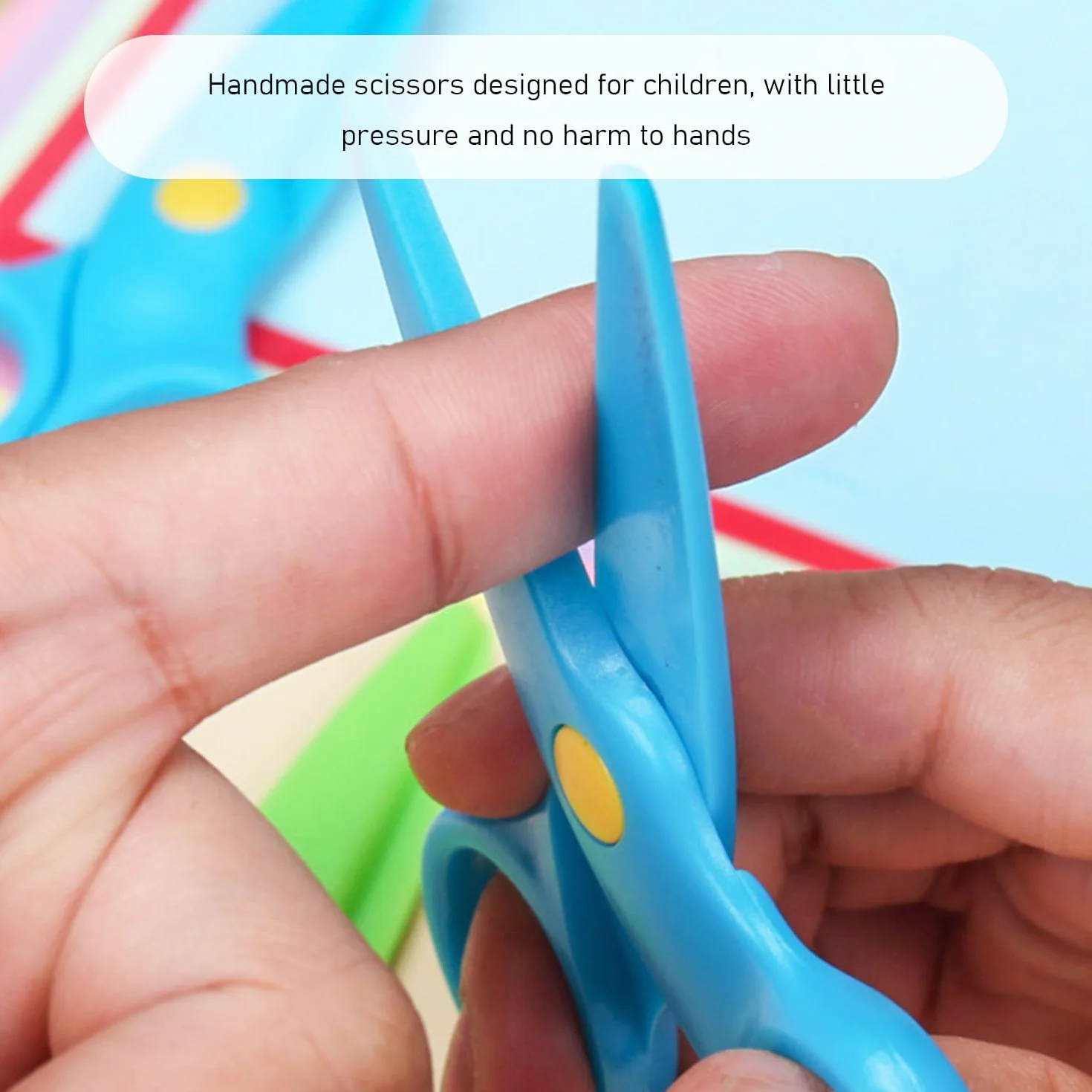 Tijeras de Seguridad de Cabeza Redonda para Niños - 2 Unidades para Corte de Papel, Pintura y Manualidades con Apertura y Cierre Ajustables