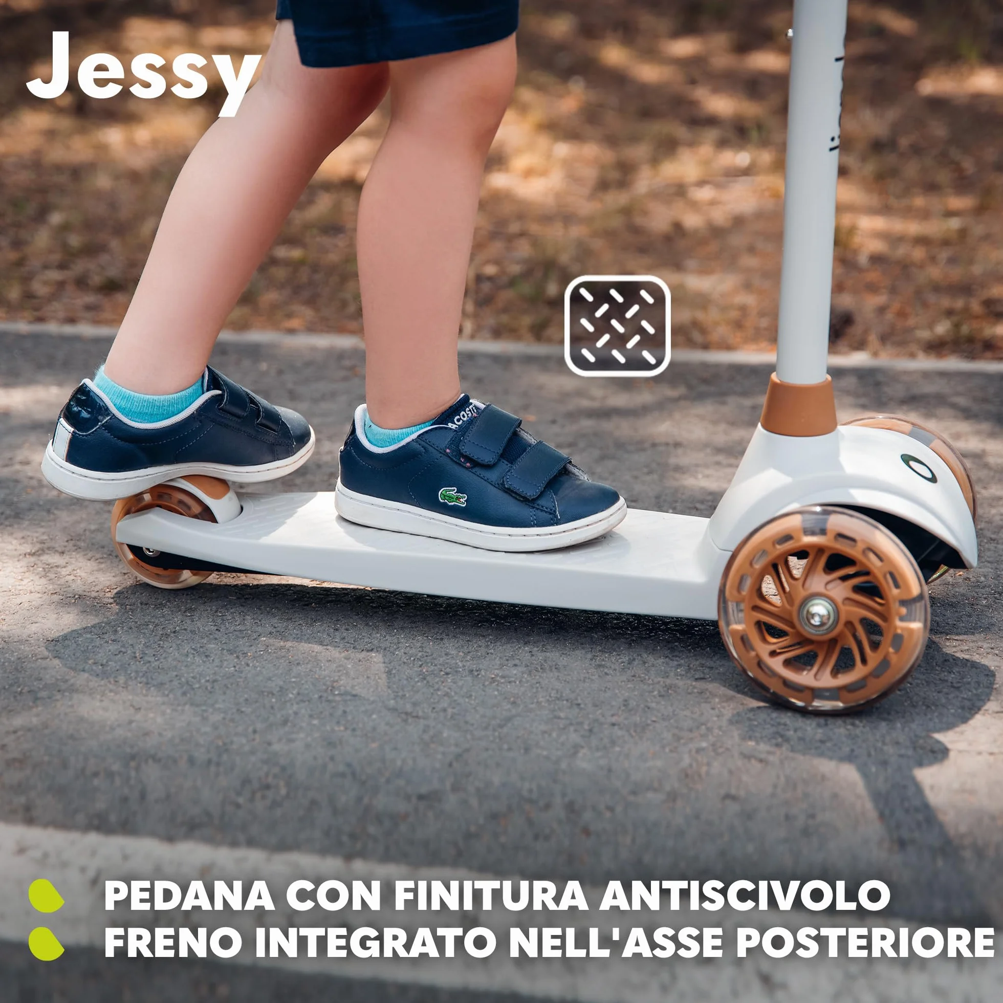 LIONELO Jessy Scooter de Equilibrio para niños de 3 años hasta 50 kg, Scooter de 3 Ruedas Ligero con Ajuste de Altura, Ruedas LED, Plataforma Antideslizante