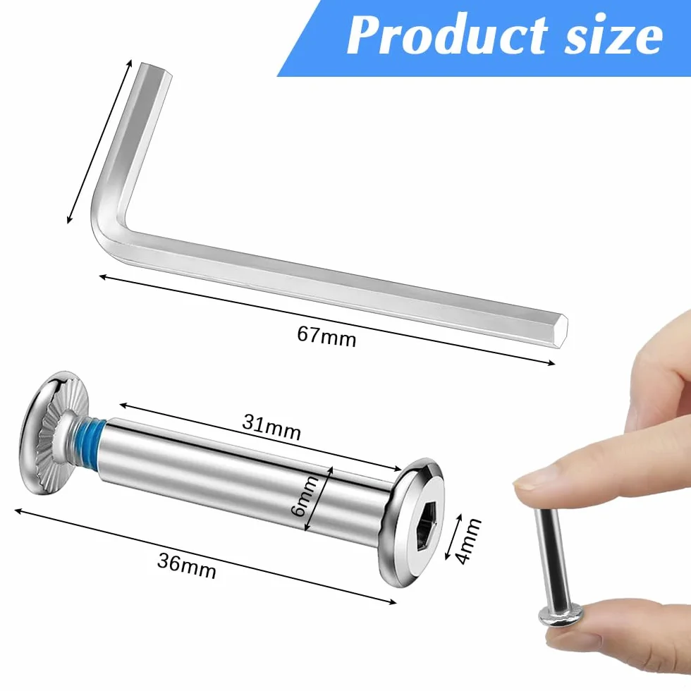 Tornillos para Ruedas de Patines en Línea de Hierro 12 uds con 2 Llaves Accesorios Recambios