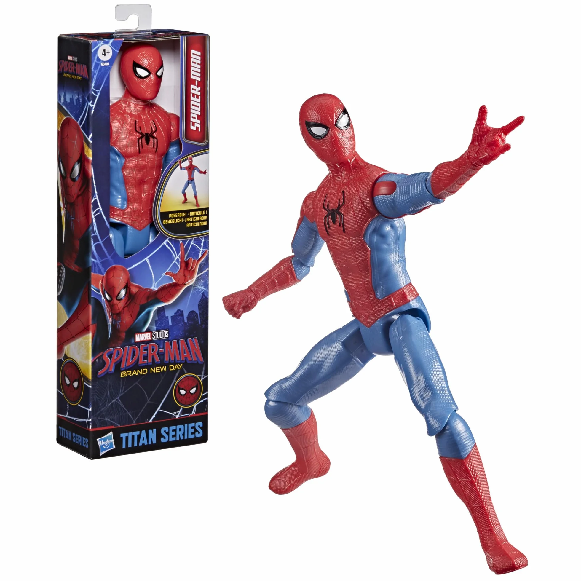 Marvel Spider-Man Day, Figura de acción Titan Series de 29,2 cm, Juguetes de superhéroes para niños y niñas a Partir de 4 años