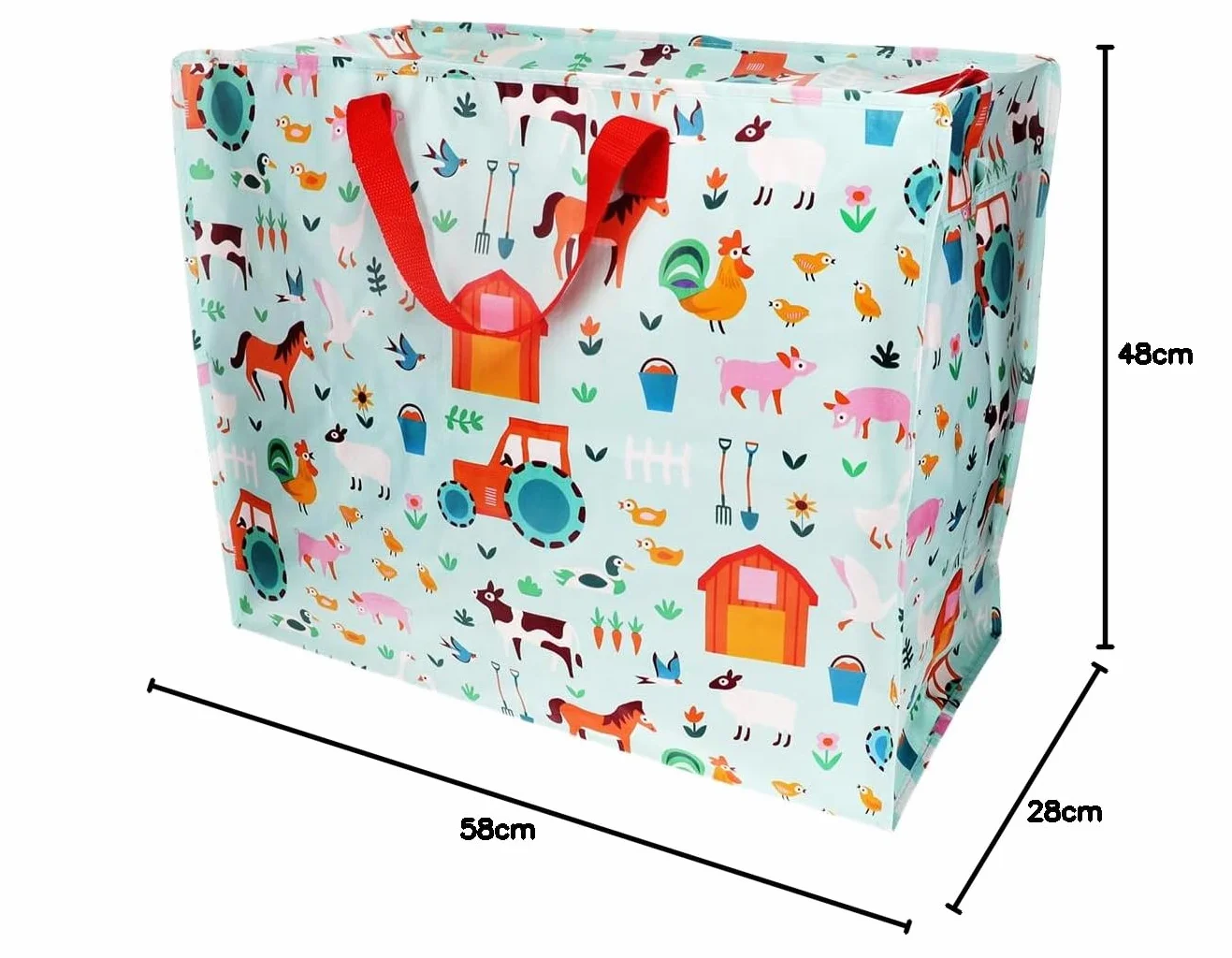 Rex London Bolsa gigante XXL con cremallera, diseño de granja