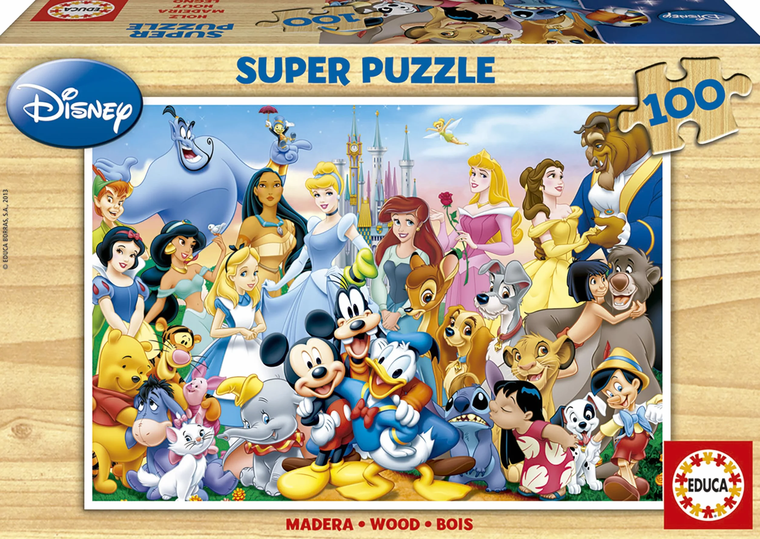Educa - Puzzle 100 Piezas de Madera | El Maravilloso Mundo Disney | Princesas y Personajes Disney | A Partir de 6 años (12002)