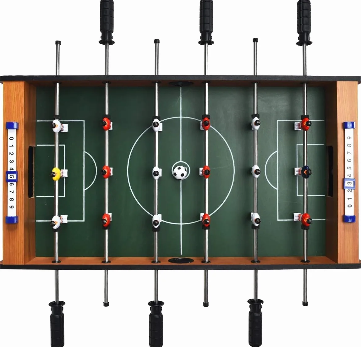 RELAX4LIFE Futbolín Plegable de Madera con Patas, 6 Asas, 18 Jugadores, 2 Balones y 2 Marcadores, Futbolín para Niños y Adultos, Juegos de Mesa para Dormitorio, Bar, Salón, Fiestas, 36x69x71cm