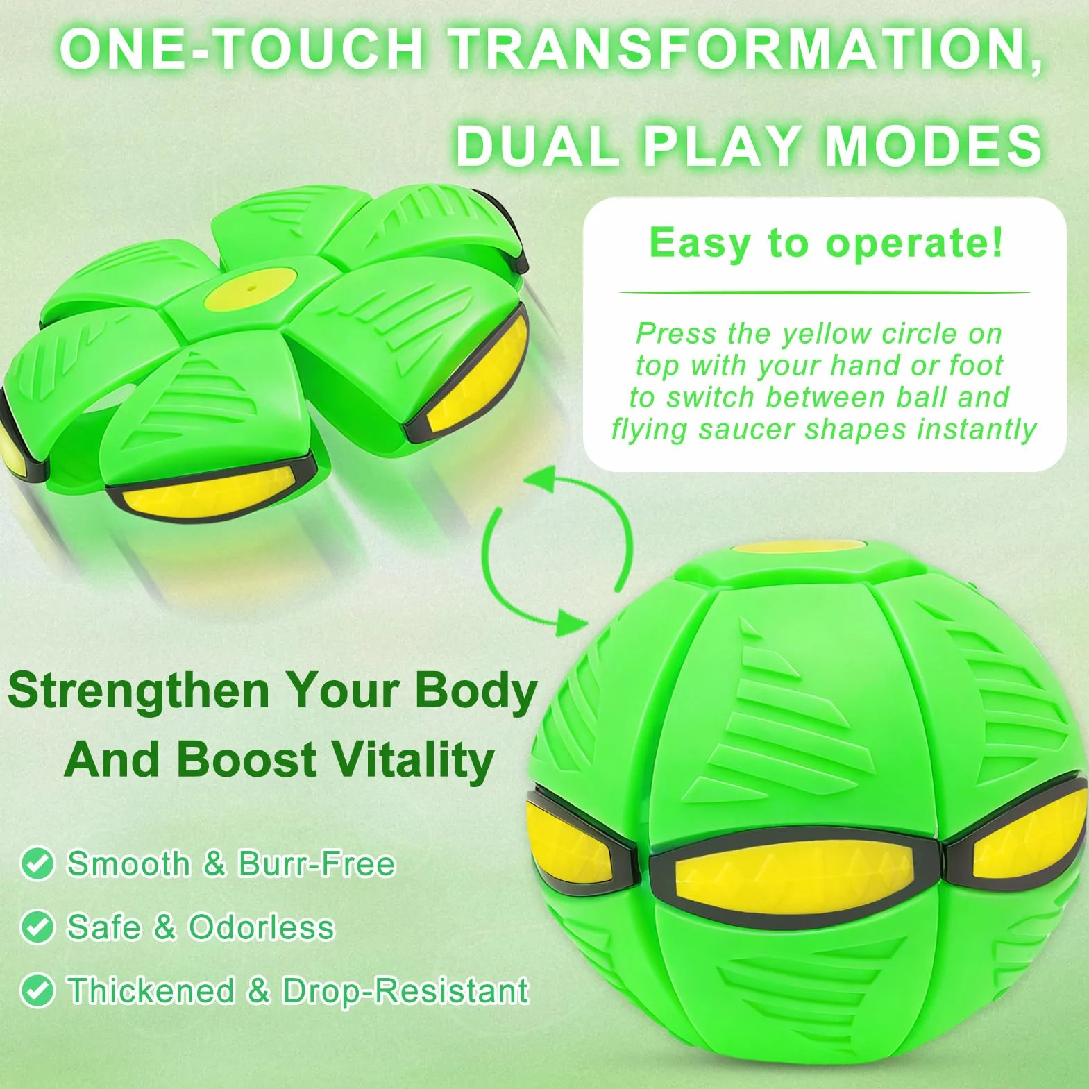 Platillo Volador mágico, Mini Frisbee Transformable en Balón, Flat Ball , Nueva Bola mágica de 2026 con 6 Luces, Bola Voladora, Pelota Voladora para Niños, Regalo Niño Innovador, Juguete para Perros