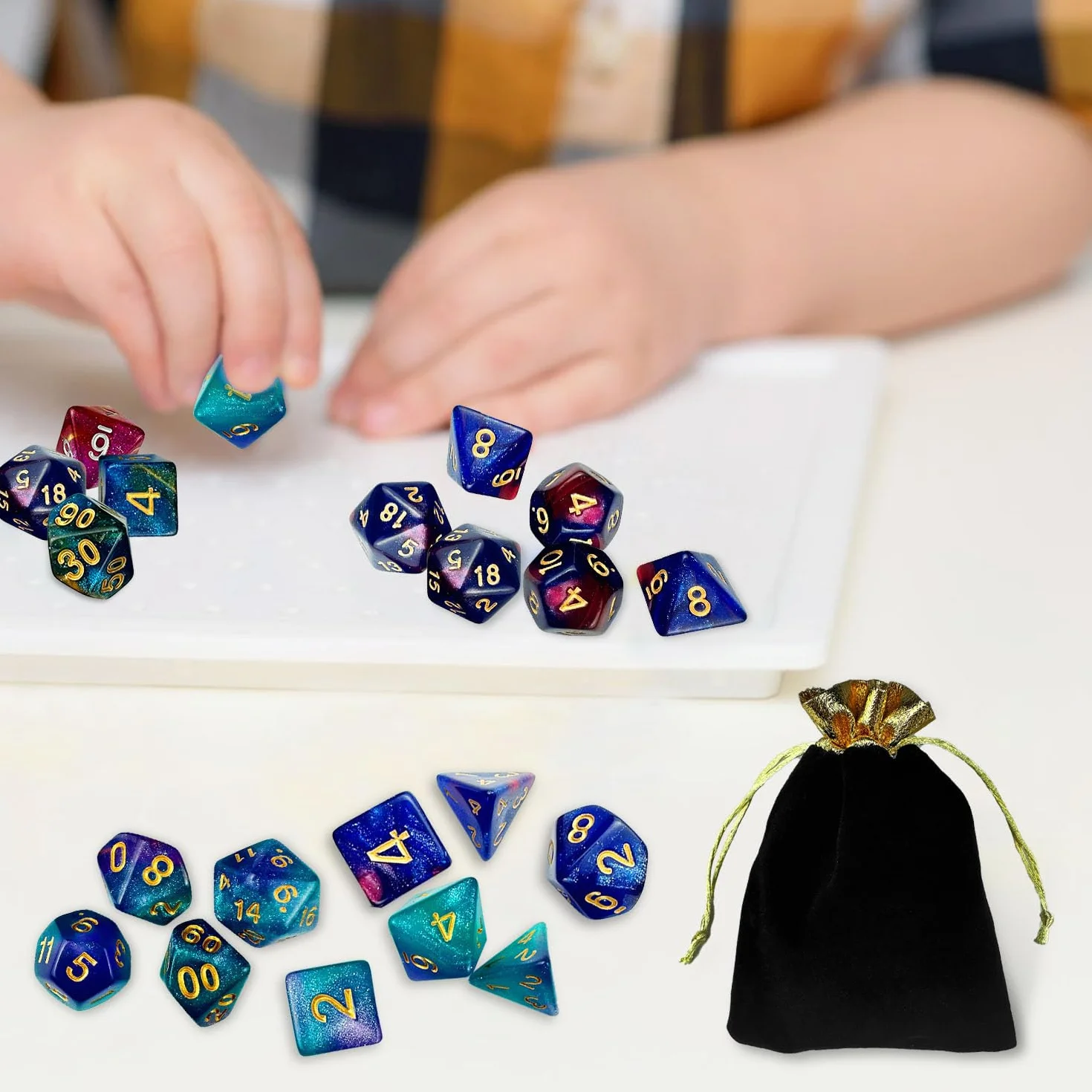 42 Piezas Dados Jdr, Poliédricos Dice, Acrílico, Reutilizable Dados de Juego, Desde Ldéal para Juegos de Compañía Juegos de Sociedad Mazmorras Dragones Juego Mágico (6 Colores)