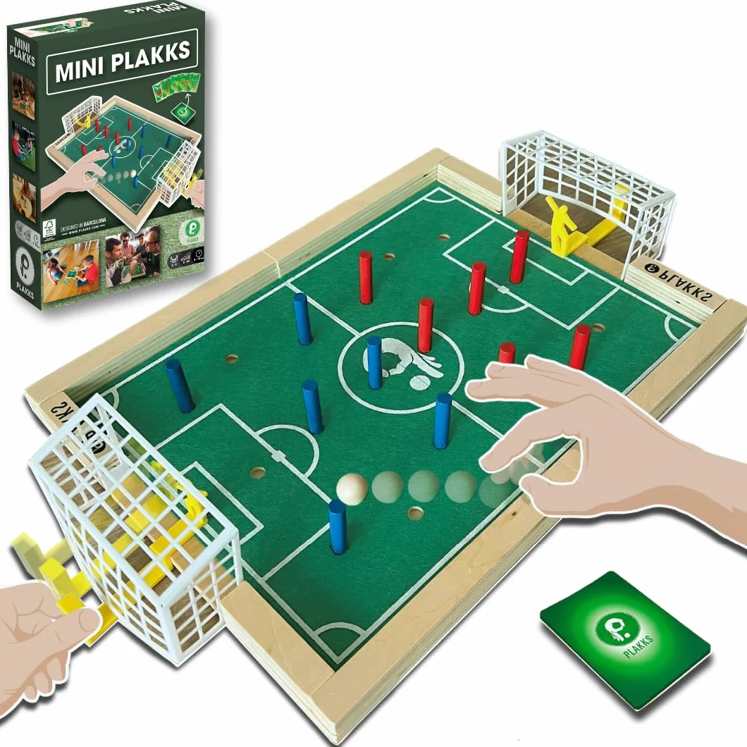Mini PLAKKS | Juego de Futbol Niños | Futbolín de Madera para Partidas Rápidas y Estrategias Únicas | Regalo Niño | Muy Divertido y Entretenido | Portable de Viaje | De 5 a 99 Años | 2 a 4 Jugadores