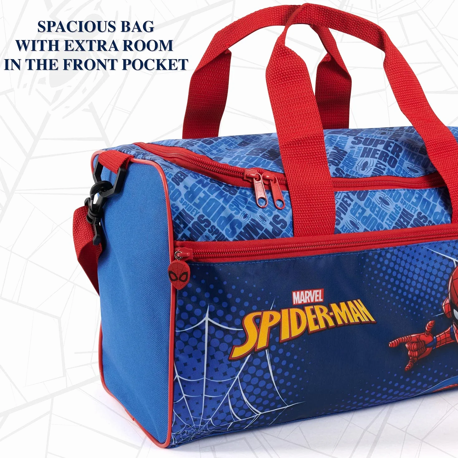 PERLETTI Bolsa Deporte Infantil Spiderman Bandolera Mochila Gimnasio Niños Marvel Spider Man Azul Rojo 35x22.5x15