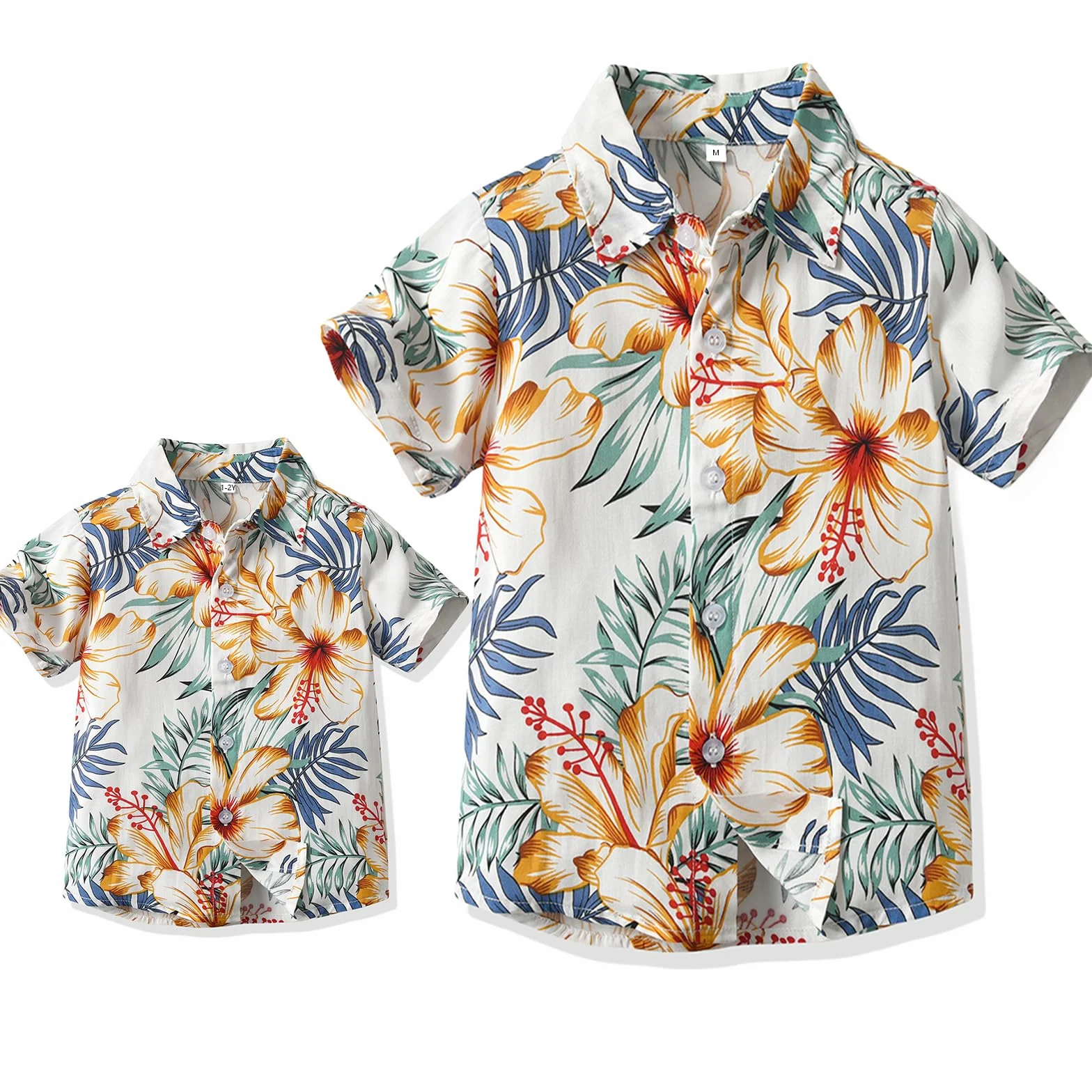 Winmany Padre Hijo Camisas Hawaianas a Juego Hombre Niños Floral Traje Playa Familia Vacaciones Verano Tops Manga Corta