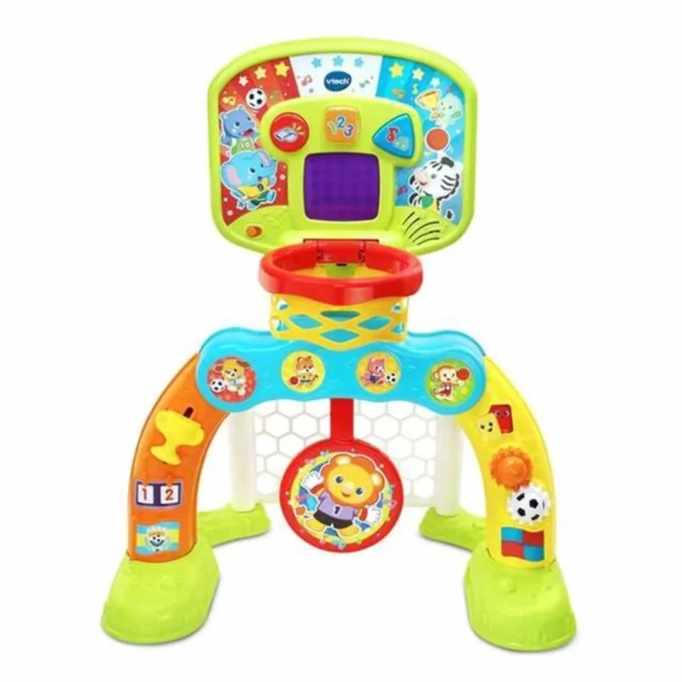 VTech Baby Centro de Deportes Basket-GOL Portería fútbol Canasta Baloncesto Diana Efectos Especiales respuestas interactivas Tres Pelotas Marcador LED versión ESP