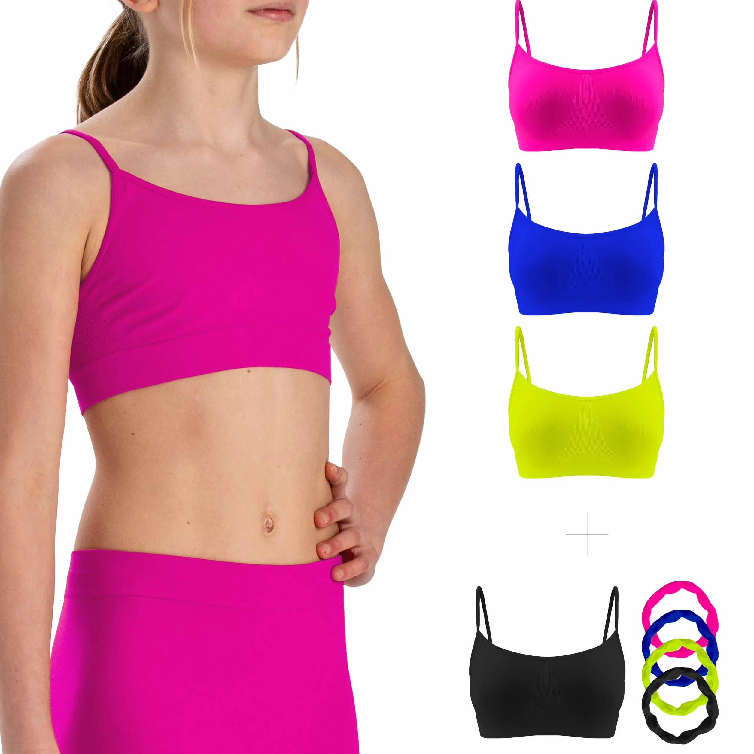 Risalti Top Niña Microfibra 3 Pz - Sujetador Niña, Camiseta Tirantes Niña, Top Deportivo Sin Costuras - Made In Italy