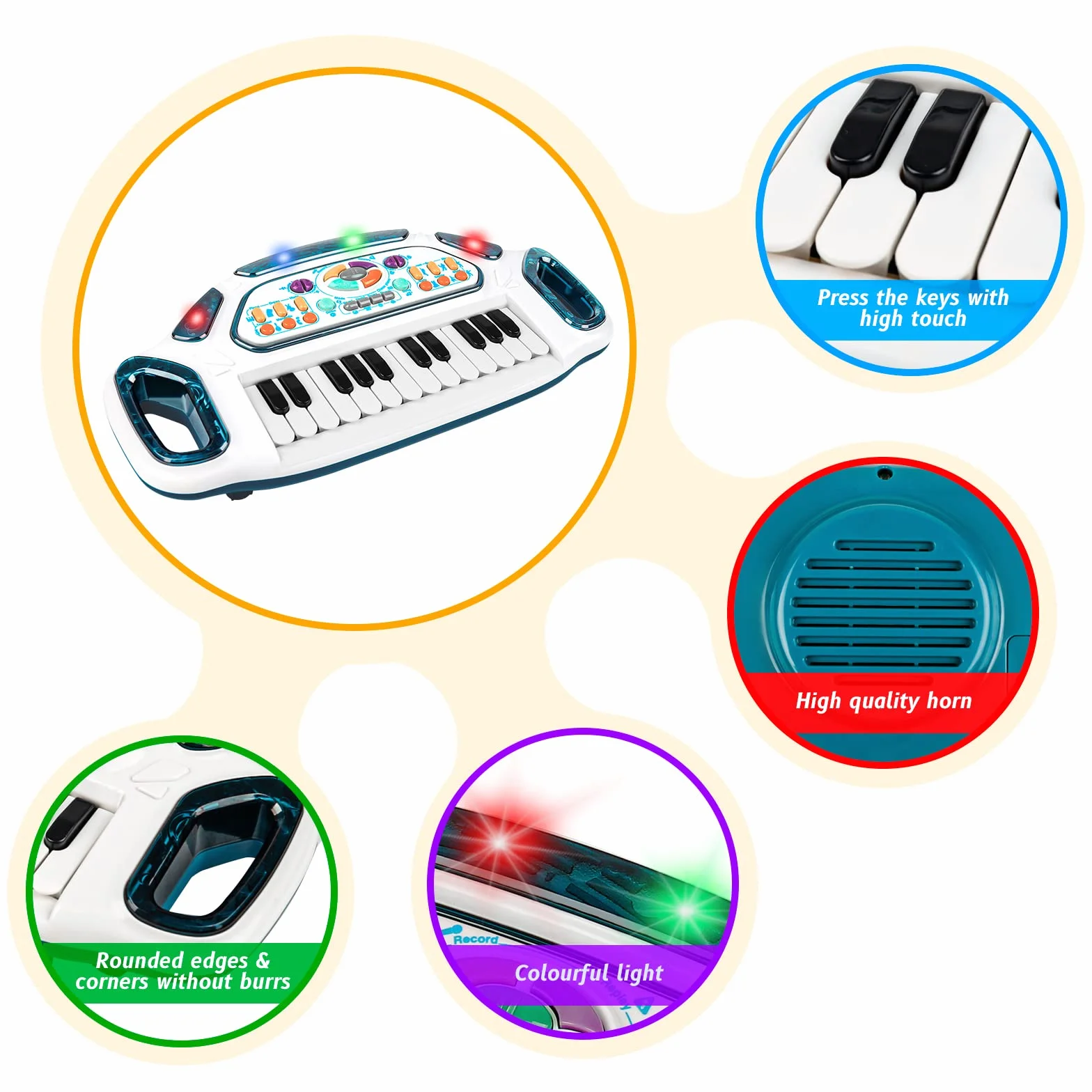 Teclado de juguete de piano para niños pequeños, juguetes multifuncionales para niños, regalos de cumpleaños para niños y niñas de 1 a 6 años
