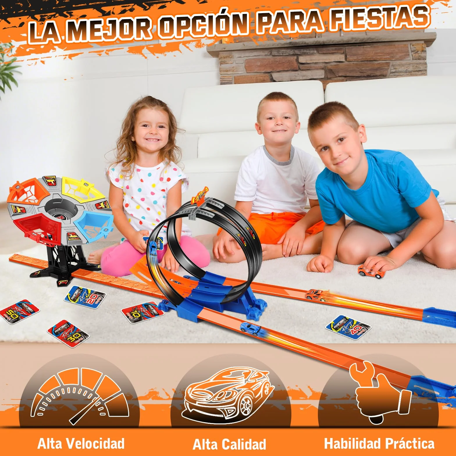 Charmofun Pista de Carreras, Circuito Coches Niños, Pista en Bucle de Coches, Juguete de Coche Regalo para Niños de 3, 4, 5, 6+ Años