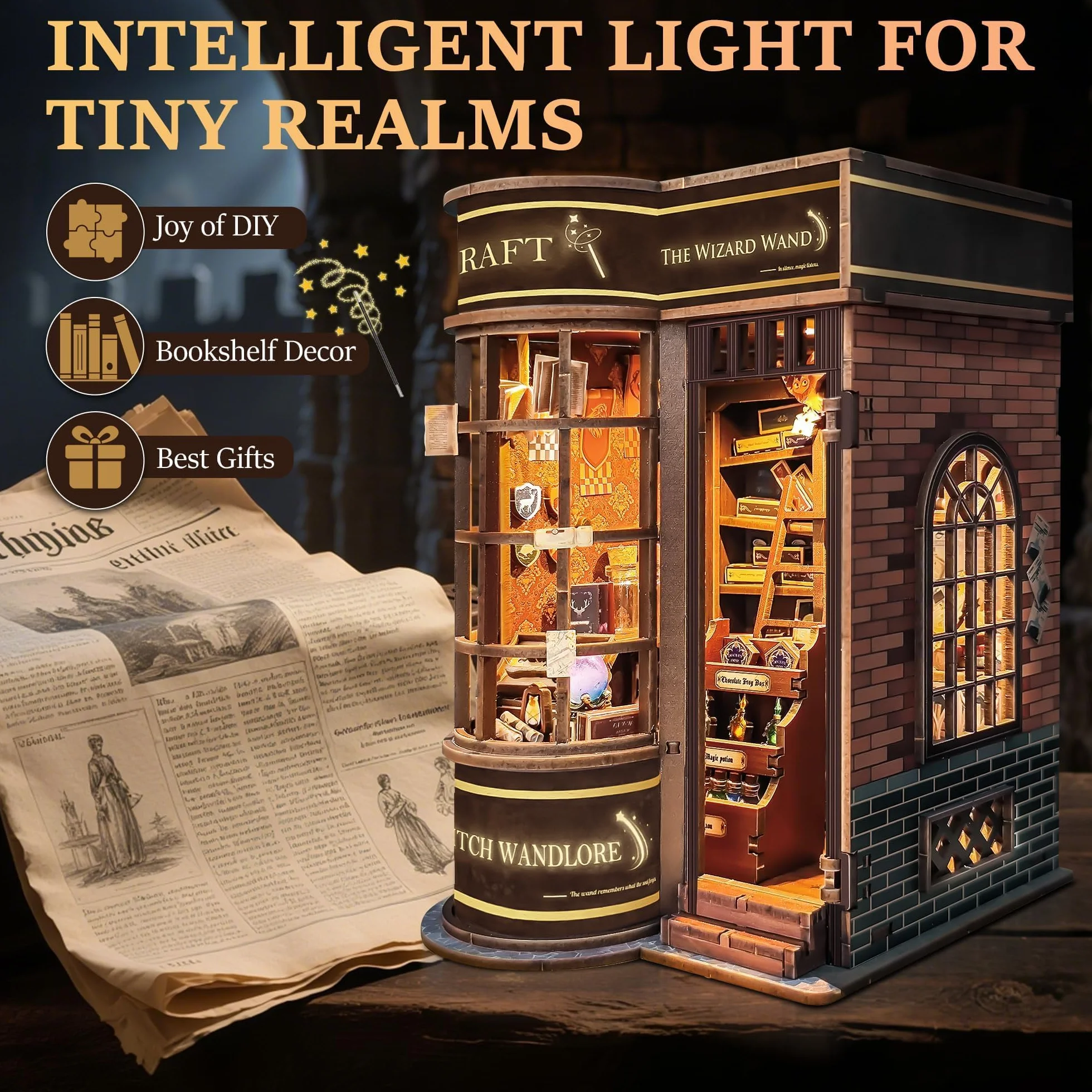 Kit Book Nook Casas en Miniatura con Muebles y Luces LED para Adultos