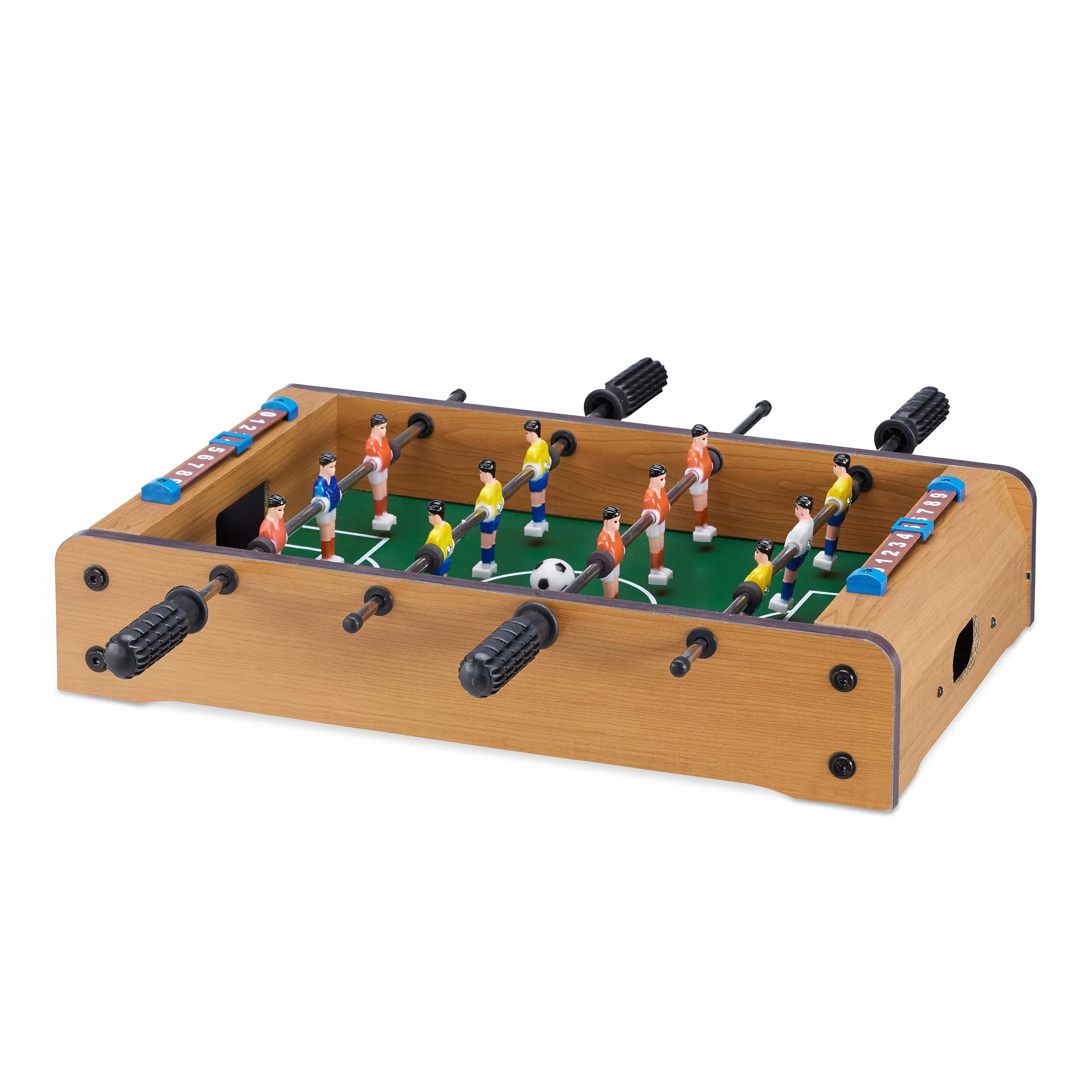 Relaxdays Futbolín de Mesa para 2 Jugadores, Madera MDF, Marrón, 11 x 51 x 50 cm