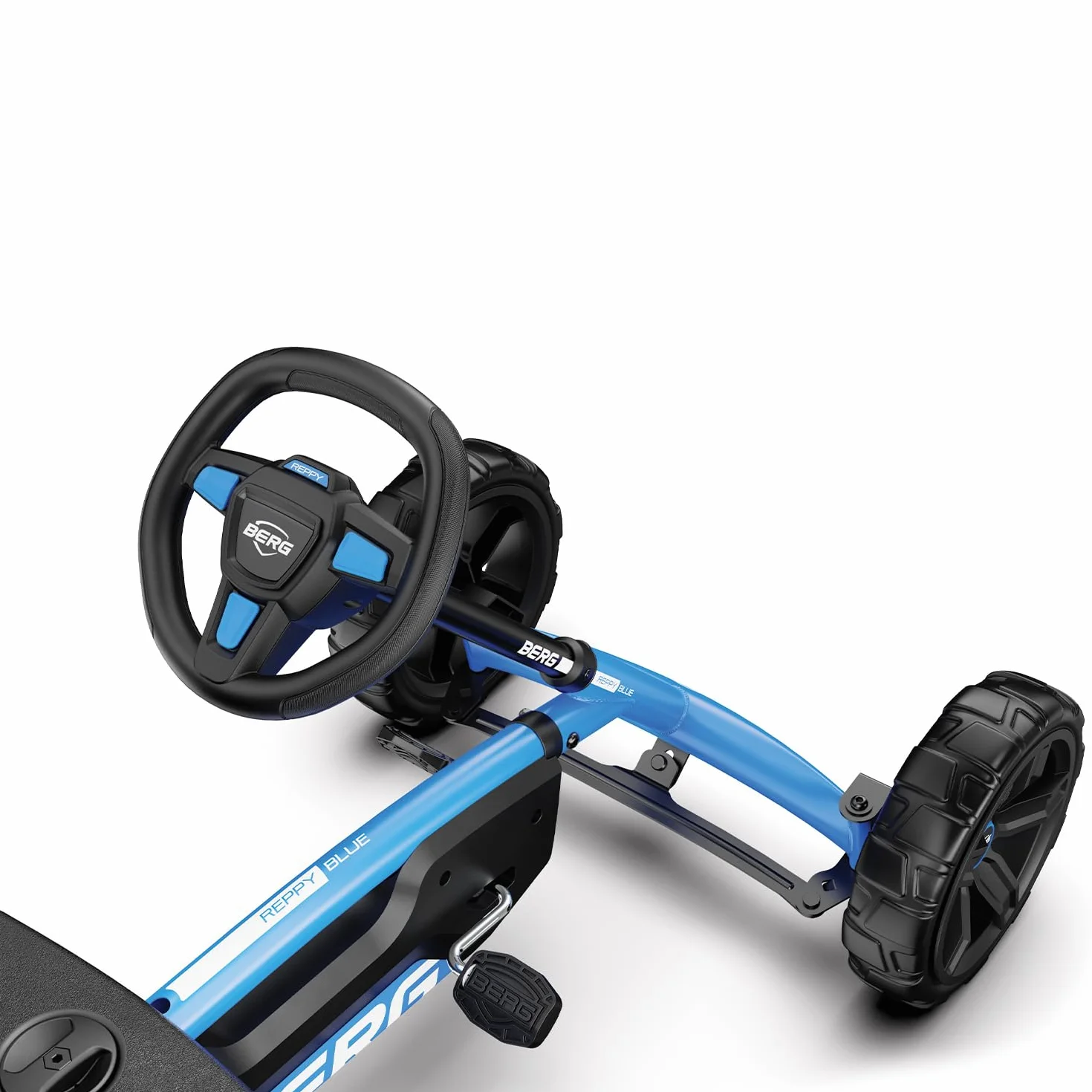 BERG Kart a Pedales Reppy Bleu | Azul, 2, 5-6 años, cuadro resistente, asiento regulable, volante regulable