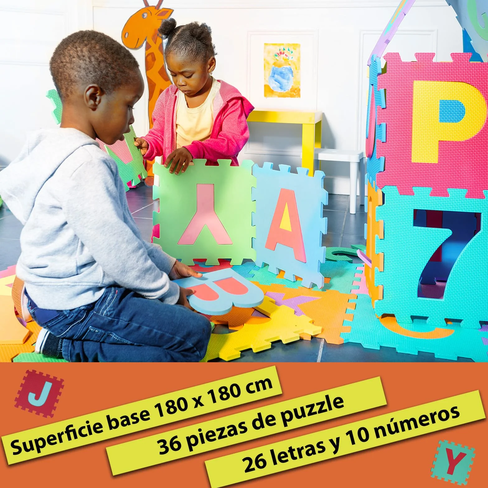ALPIDEX Alfombra Puzzle Infantil 36 Piezas Goma EVA Letras Números Rompecabezas Colorido