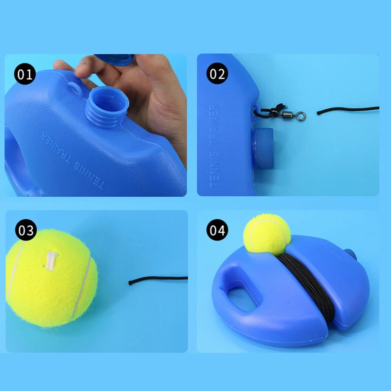 Entrenamiento de Tenis con Pelota Rebotadora - Dispositivo de Rebote para Entrenamiento Individual, Herramienta de Iniciación para Principiantes