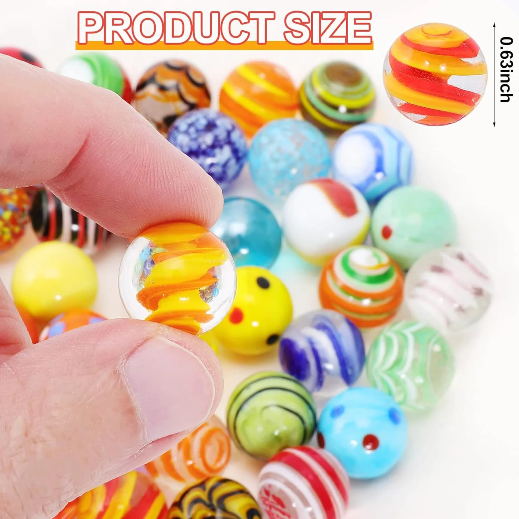 Jiahuade Murmeln, 20 piezas de canicas de cristal, juego de canicas, 16 mm, coloridas, juguetes de cristal decorativos