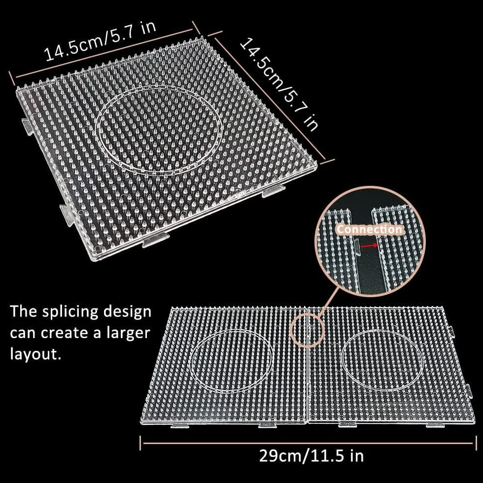 vytung Beads Plantilla,Juego de 4 placas de cuentas para plancha con 2 pinzas,130 modelos,Papel de Planchado, Hama para Puzle de Forma Transparente - Artesanía para niños