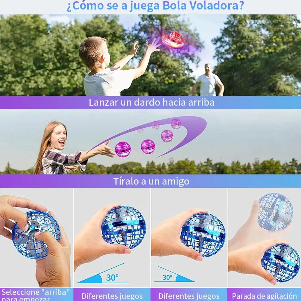 Bola Voladora Magica Fly Ball,Fly Orb Hover Ball Magic, Ovni Spinner Volador Led Flying Boomerang Orb Pelota Voladora, Bola Voladora para Niños, Mini Drones para Niños Regalo Bajo Techo