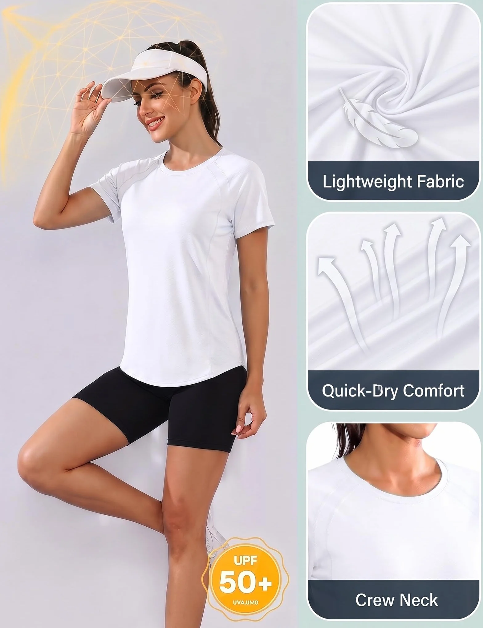 Camiseta Deportiva para Mujer, Manga Corta, Malla Yoga Fitness Top Ropa Deportiva