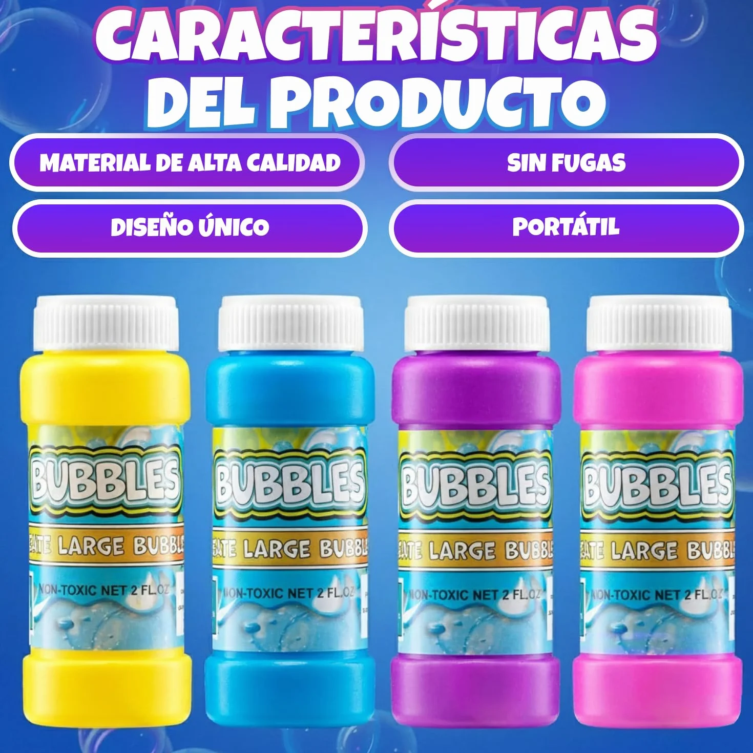 Burbujas de Fiesta para niños – Paquete de 24, 59,1 ml con varitas, Colores neón Surtidos para Juegos al Aire Libre, Fiestas de cumpleaños y Bolsas de Regalos