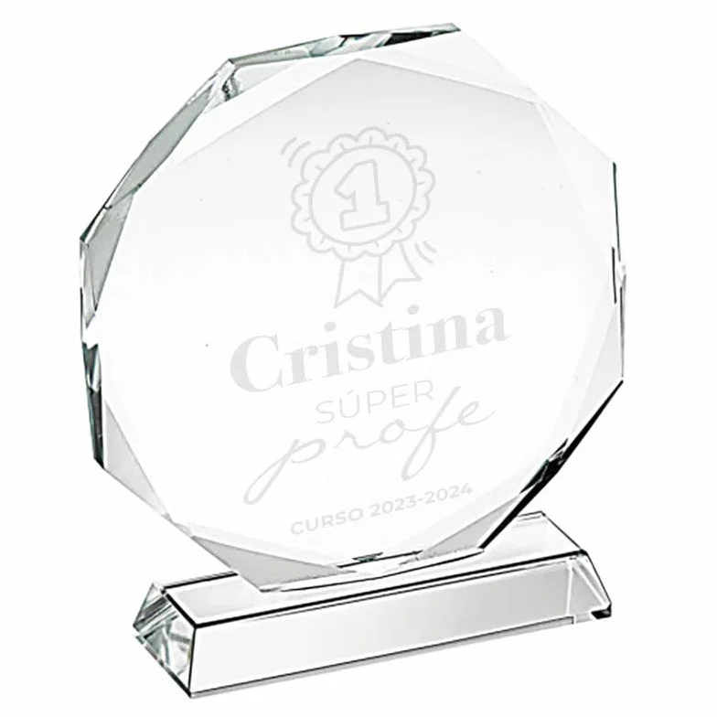 CALLE DEL REGALO Trofeo de Cristal Octagonal con Base Premio Personalizado Profesor Caja