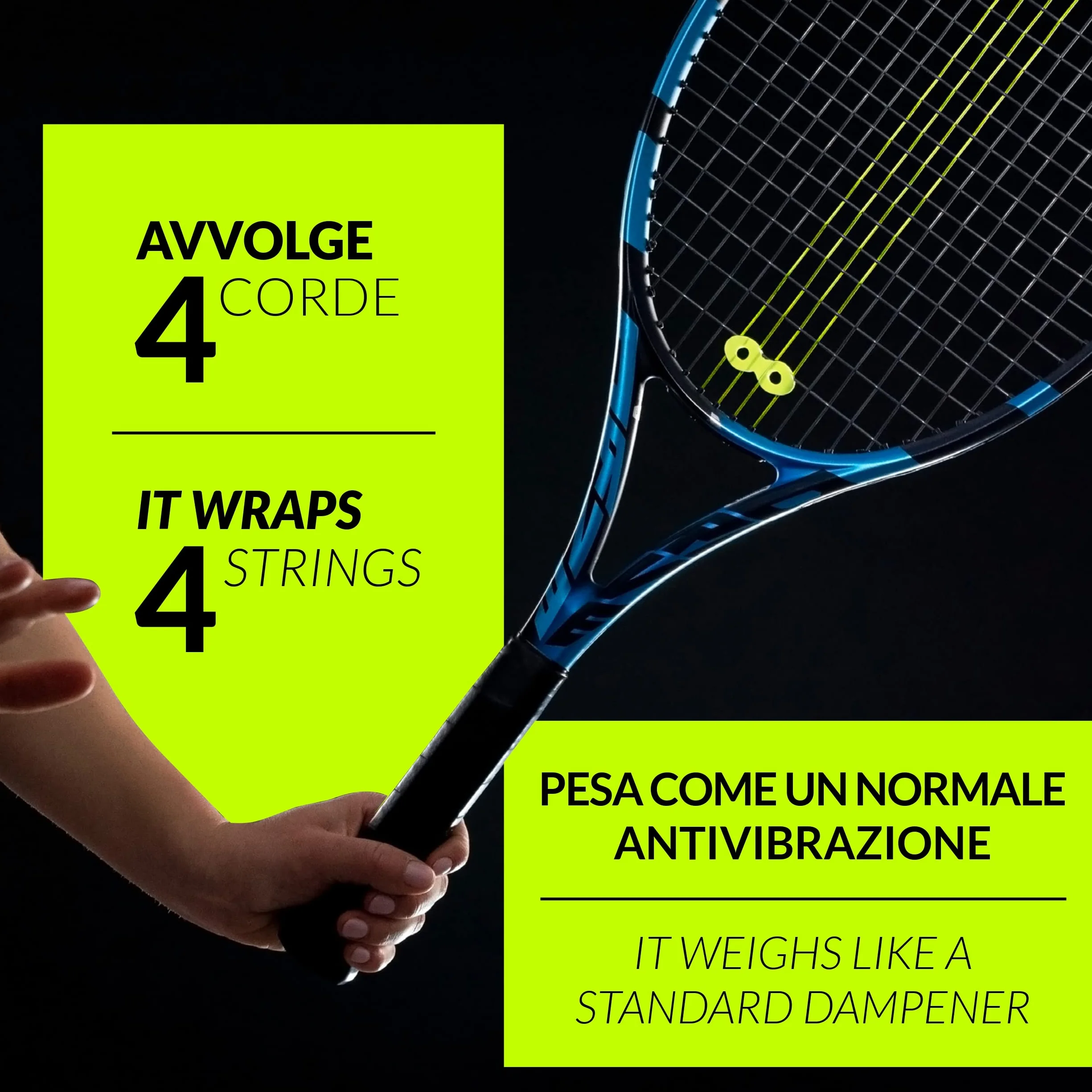 LOOP Dispositivo Antivibración Dampeners Amortiguador para Raquetas de Tenis Sistema Patentado Made in Italy