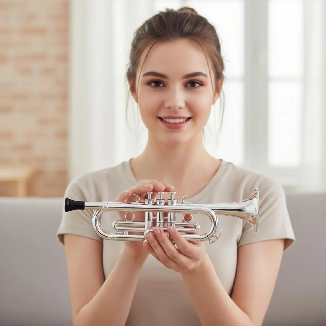 Trompeta de Juguete con 4 Teclas, Trompeta de plástico, Instrumentos Musicales educativos para niñas, niños, Principiantes