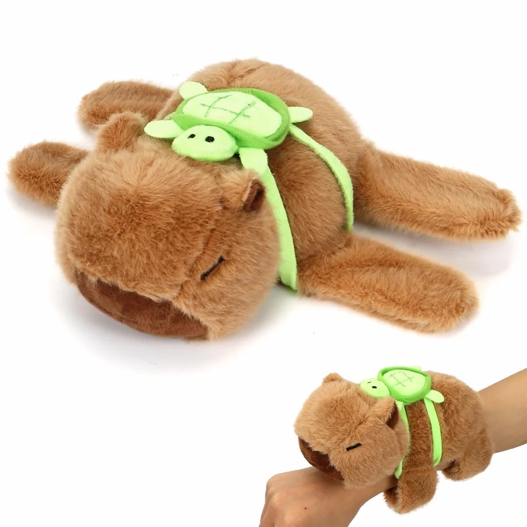 Pulsera Capybara Slap Snap de Peluche con Mochila Tortuga Regalo Niñas Niños