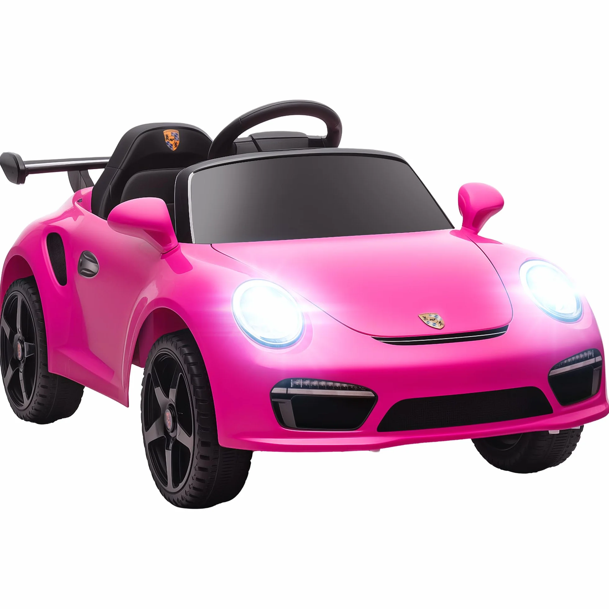 AIYAPLAY Coche Eléctrico para Niños con Licencia RUF CTR 3 Clubsport, Coche de Batería 12V, con Mando a Distancia 2,4 G, Motor Doble, Música Inalámbrica, Bocina, Ruedas Auxiliares y Faros LED, Rosa