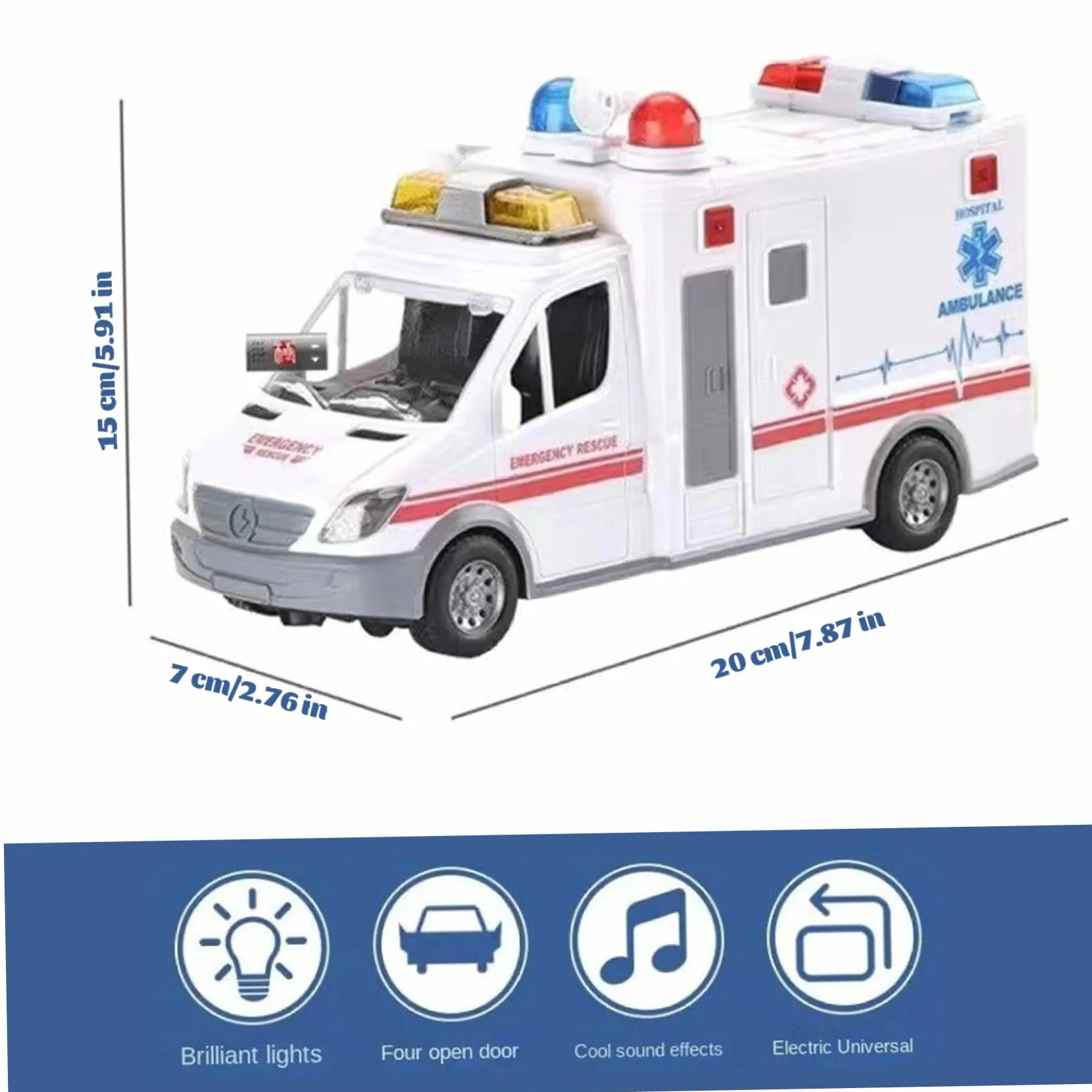 Juguete de ambulancia Juguetes realistas para vehículos de emergencia con música y luces LED Restauración de escena real Ambulancia promueve habilidades motoras e imaginación Juguetes educativos para