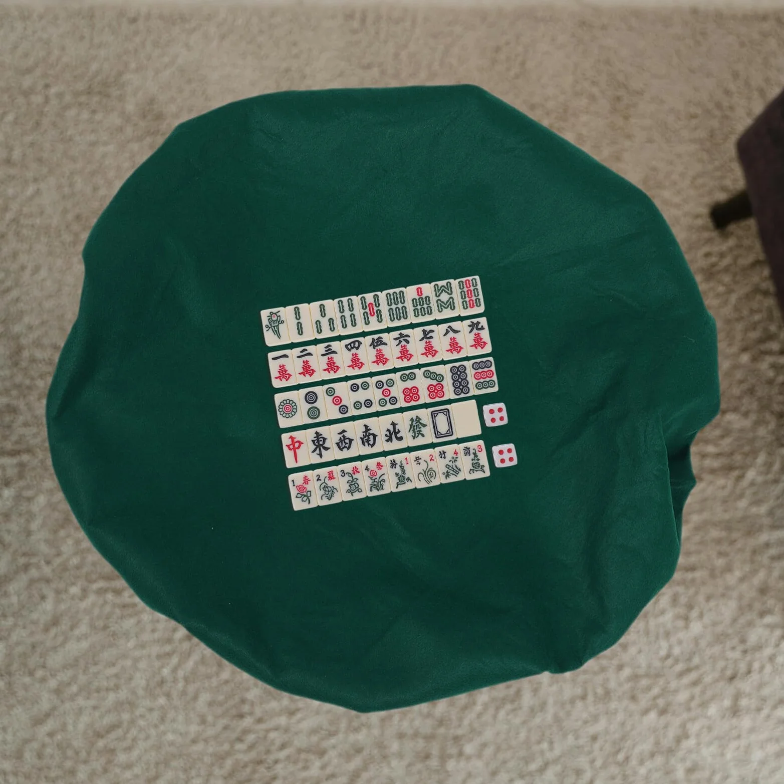Tapete de Juego de Mesa de Mahjong Antideslizante y Fácil de Limpiar, Mantel Redondo de Fieltro Verde Diseño Grueso para Protección en Eventos Sociales
