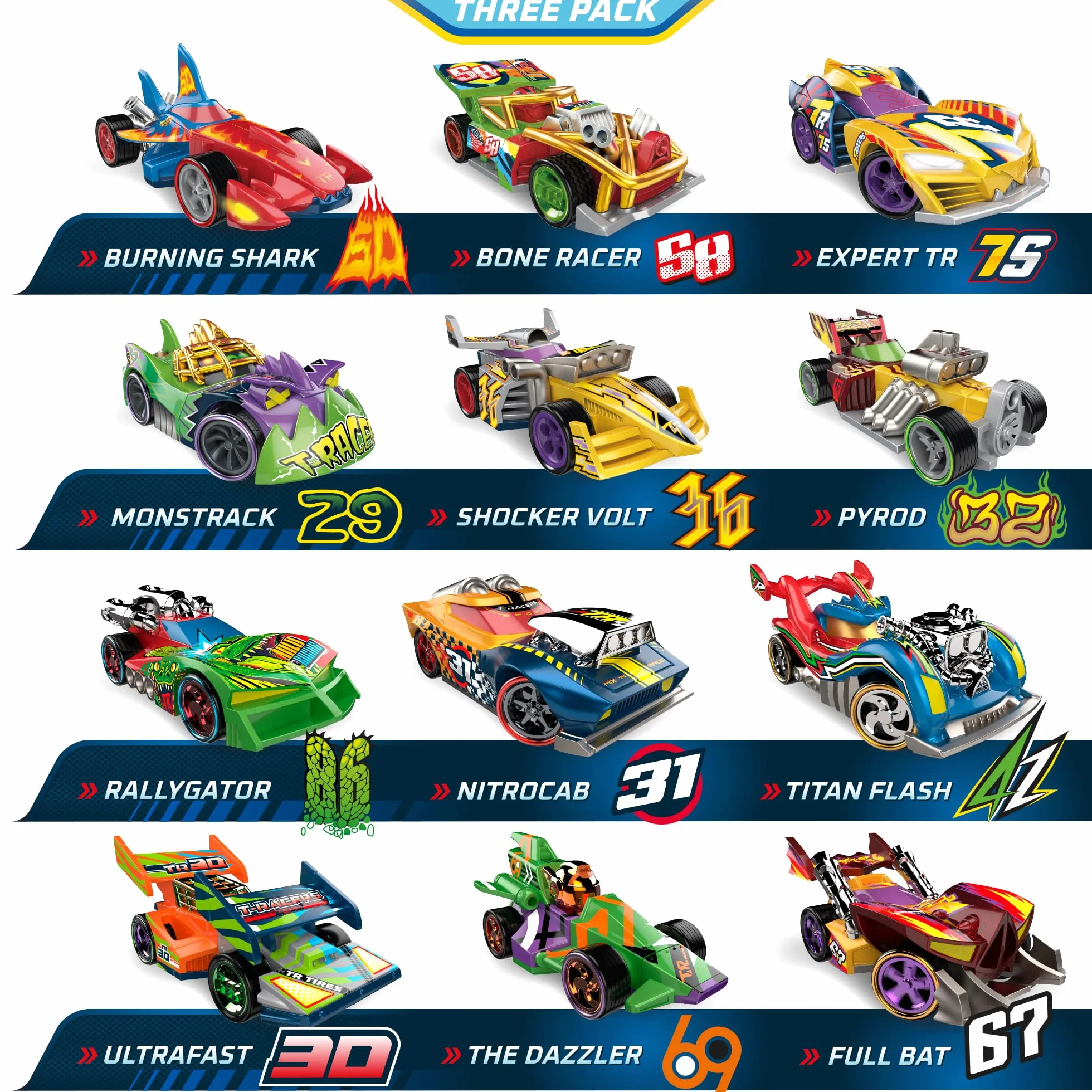 T-Racers Mix ´N Race 3 Pack – Pack de 3 Coches coleccionables. Coches Desmontables por Dos Partes y con Piezas Intercambiables. Pack 11/12
