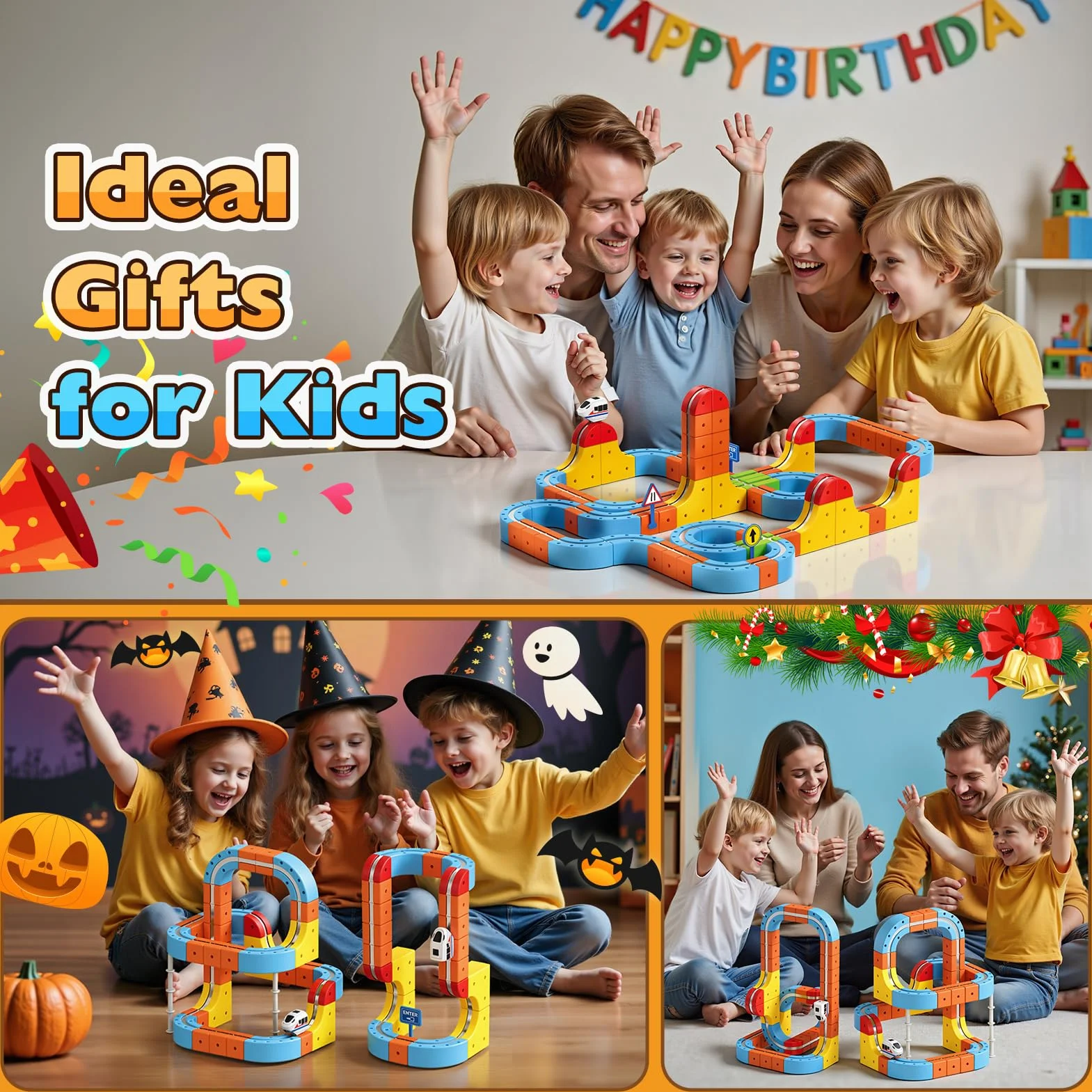 80 Piezas Tren Electrico Juguete Niños, DIY Cube Track Regalo Niño Niña 3 4 5 6 7 8 Años Cubos 3D Tren Magnetico Eléctrico Juguetes Niño 3-8 Años