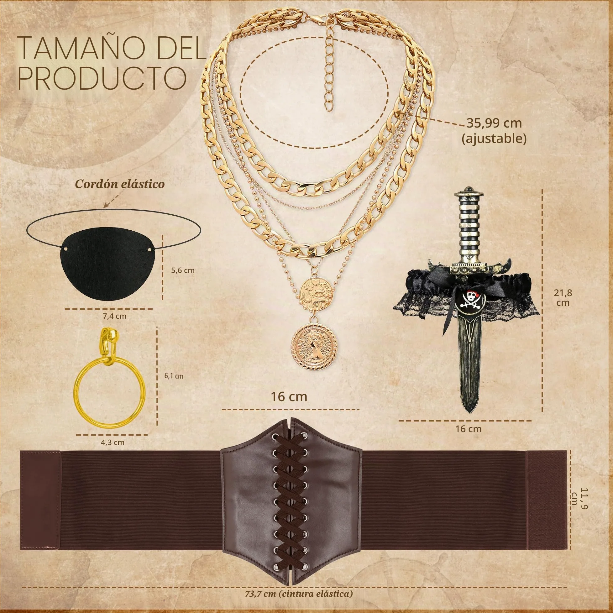 CICOCI Disfraz de pirata para mujer, corsé renacentista, falda steampunk, accesorios de pirata, disfraz completo de Halloween
