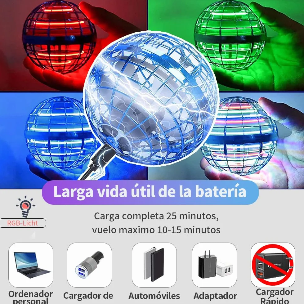 Bola Voladora Magica Fly Ball,Fly Orb Hover Ball Magic, Ovni Spinner Volador Led Flying Boomerang Orb Pelota Voladora, Bola Voladora para Niños, Mini Drones para Niños Regalo Bajo Techo