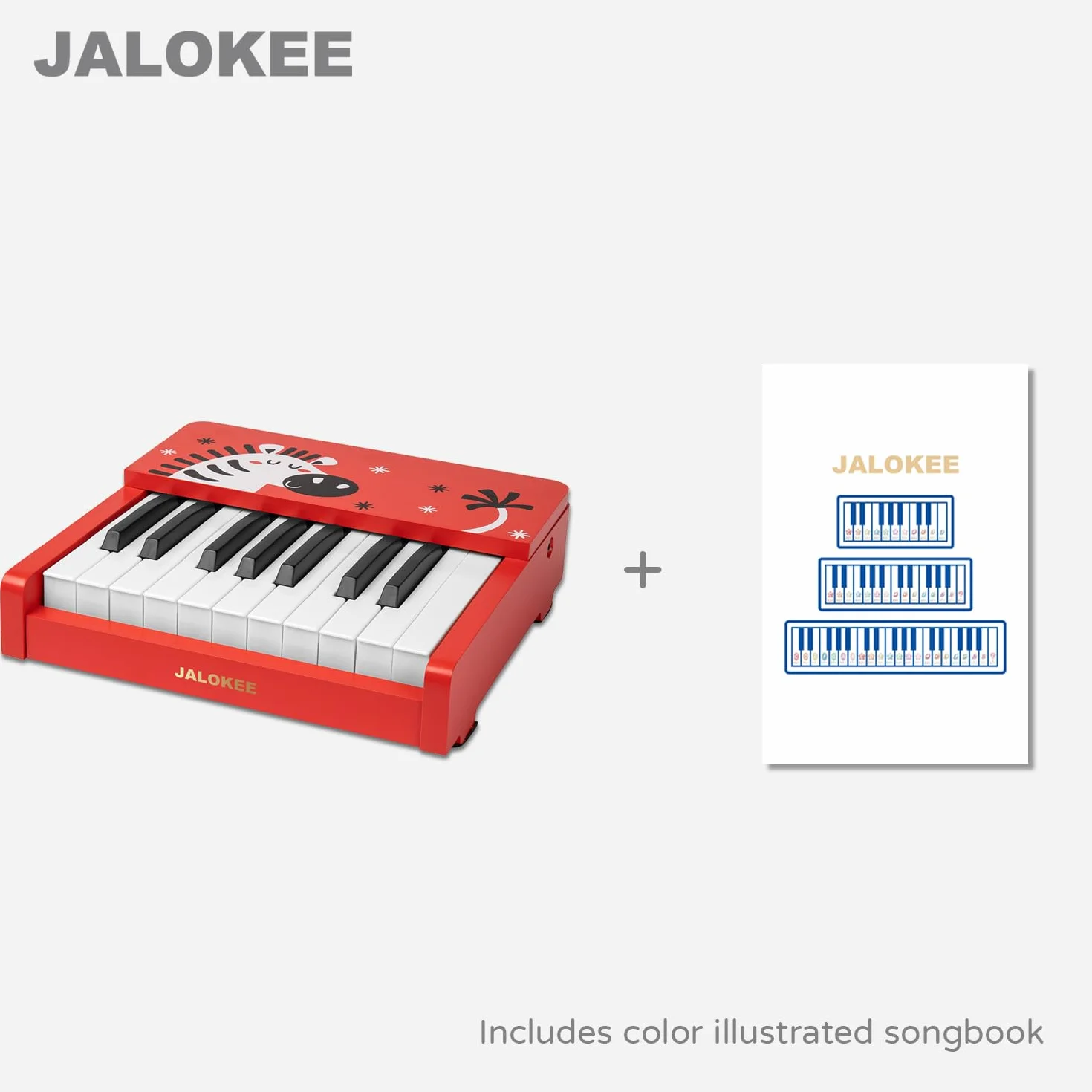 Teclado de piano para niños, 18 teclas piano digital, mini instrumento educativo de música, juguete de madera para bebés, niñas y niños (Rojo)