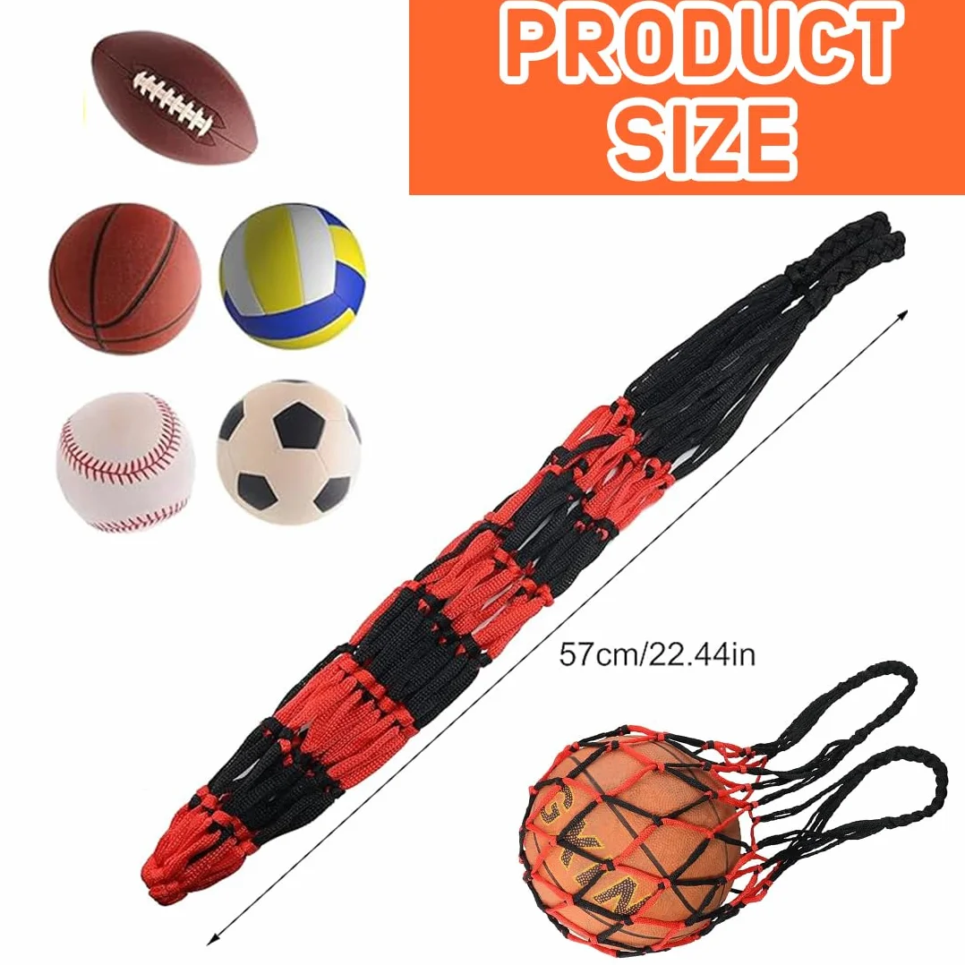 Bolsa para Balón, Red para Balones de Fútbol, con 2 Agujas Inflables, para Baloncesto, Voleibol (rojo negro)