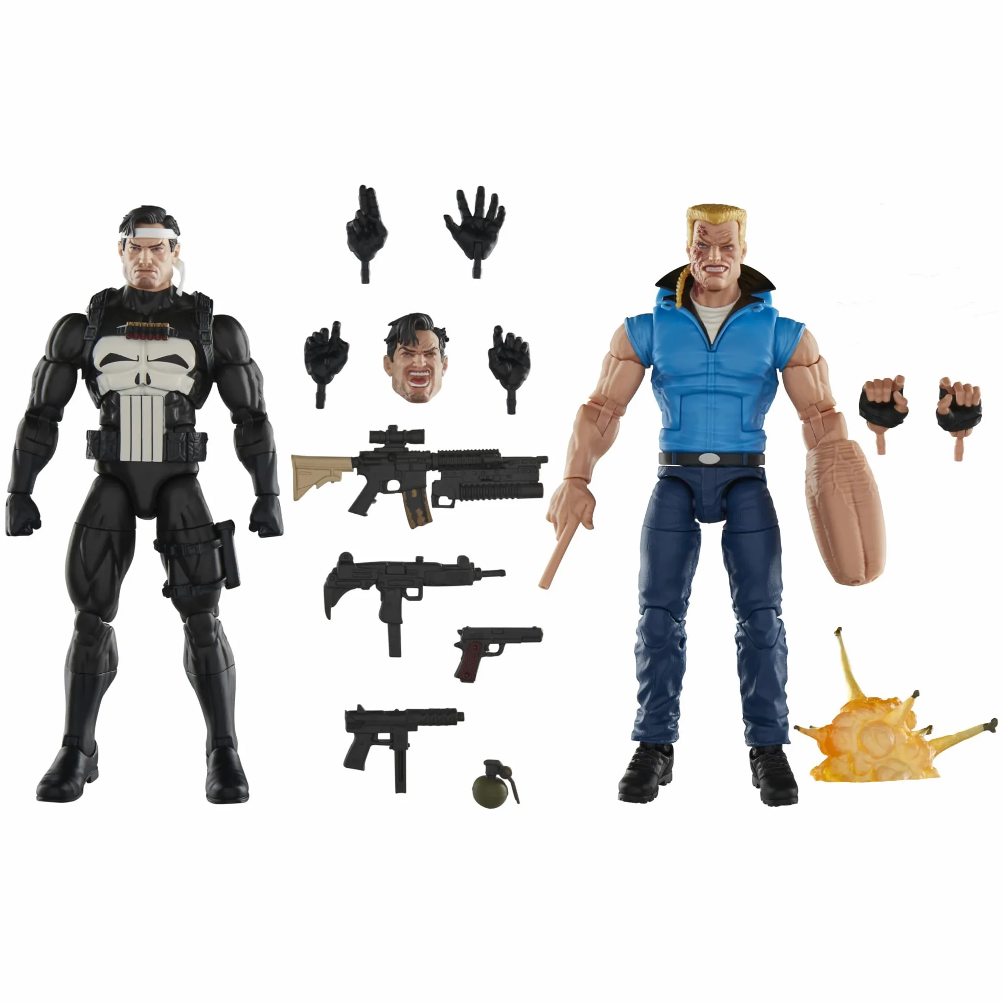 Marvel Legends Series Punisher and Bushwacker, Comics - Figuras de acción coleccionables de 6 Pulgadas | Marvel Legends The Punisher War Journal - Figura de acción de 6 pulgadas, paquete de 2 - Punisher y Bushwacker
