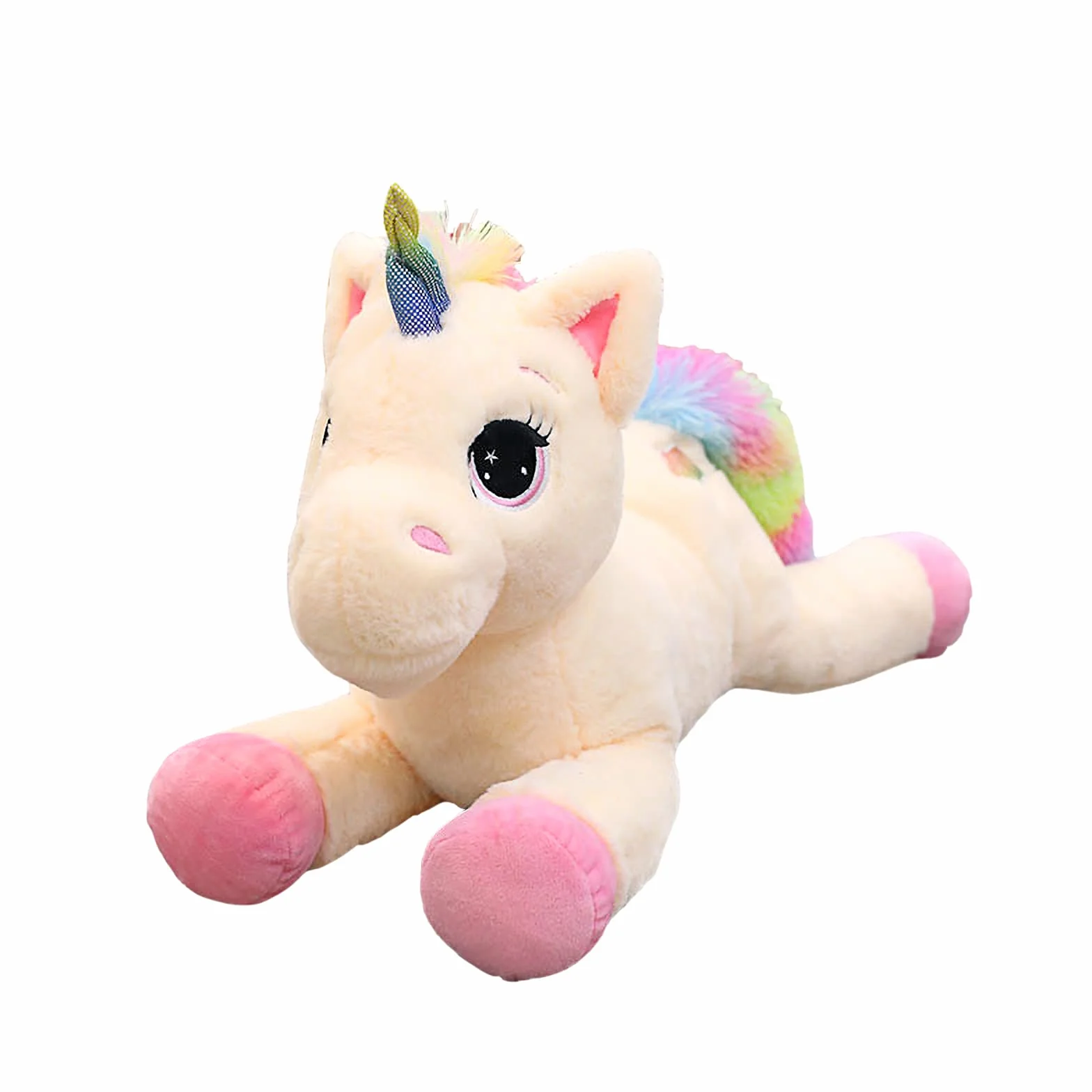 Trayosin Peluche de unicornio de 40/60 cm de alto, muy suave, con unicornio, para niños, niñas, regalo (beige y rosa, 40 cm)